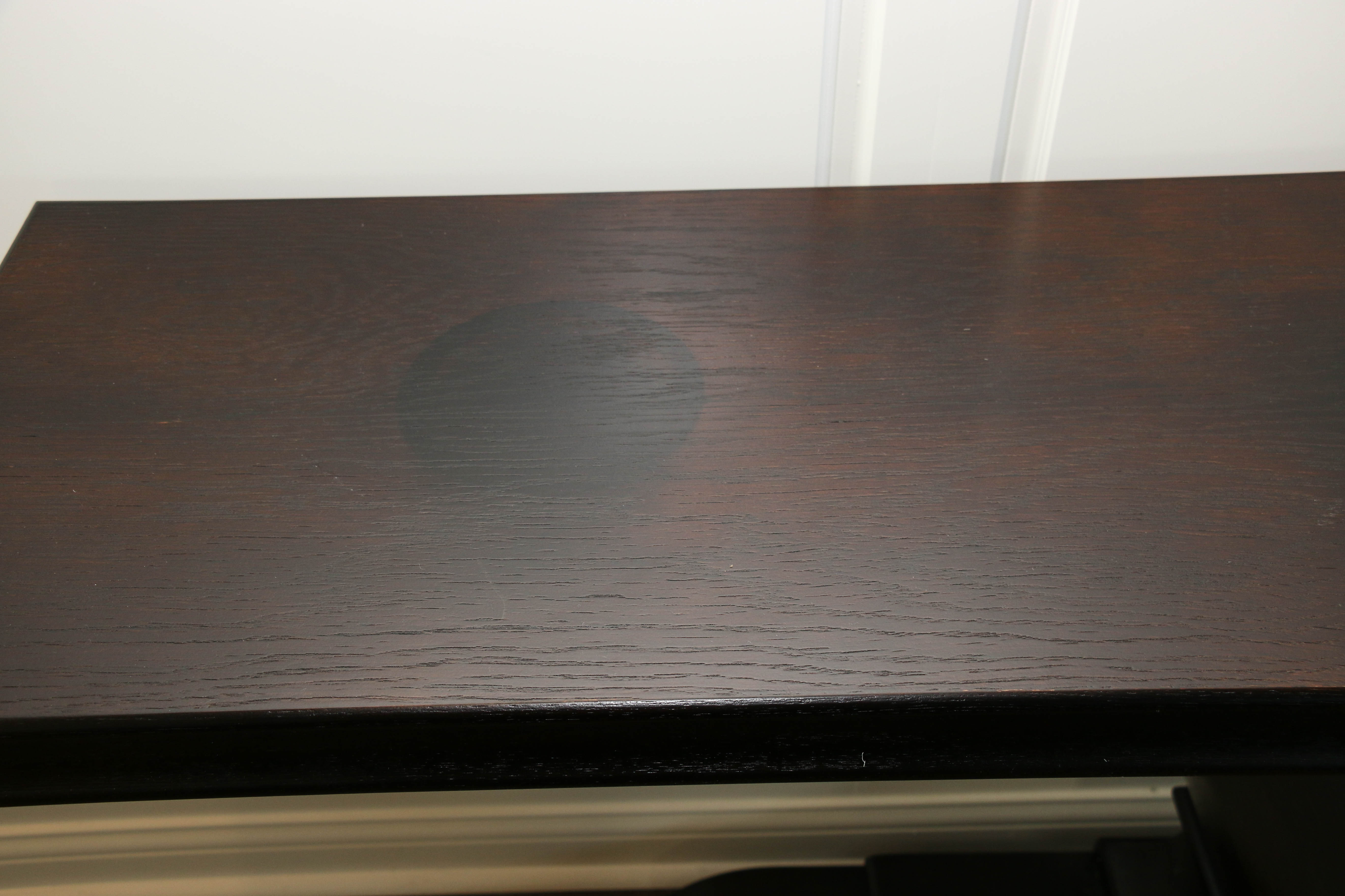 Pedestal Console Table in Dark Walnut Stain, Contemporary