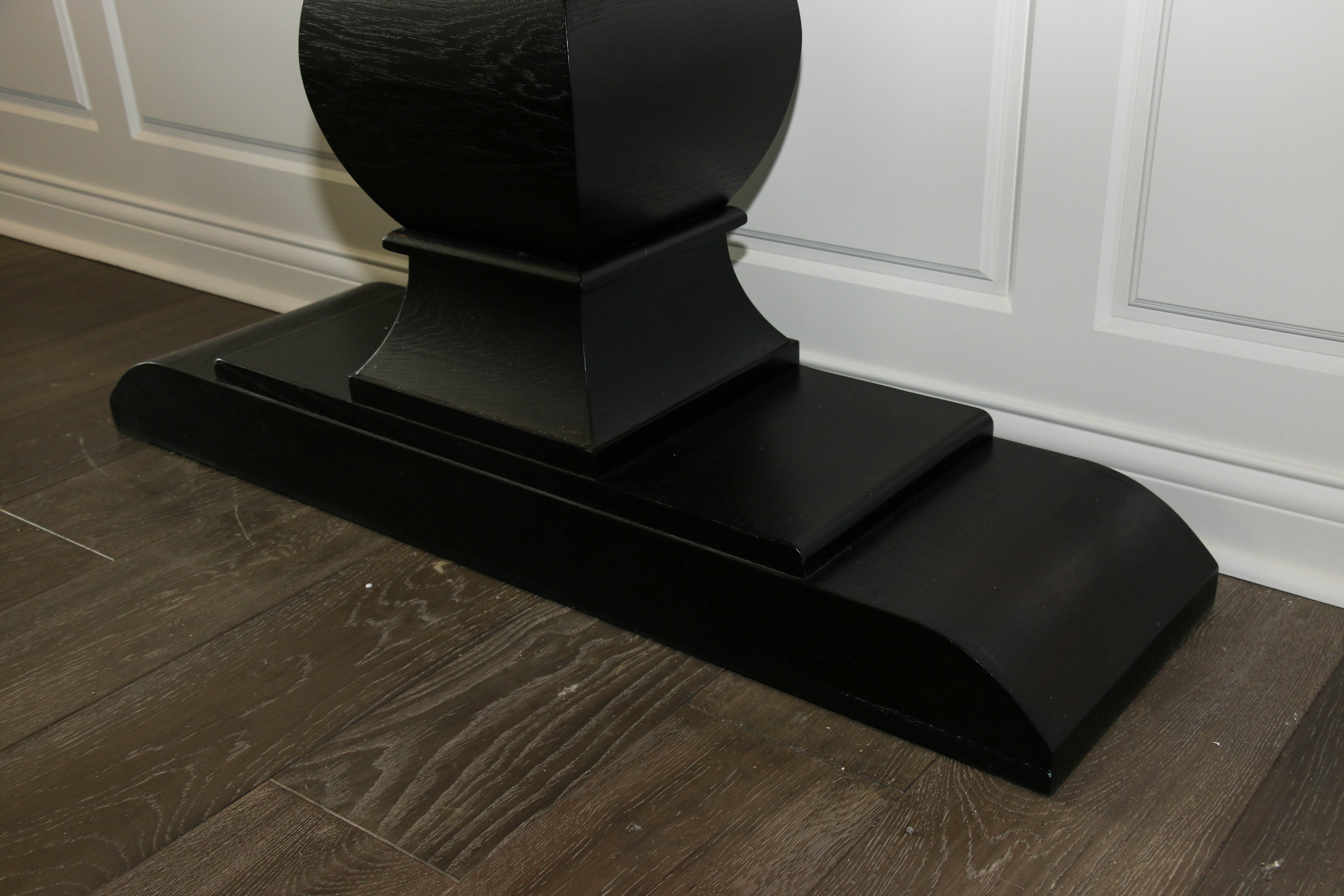 Pedestal Console Table in Dark Walnut Stain, Contemporary