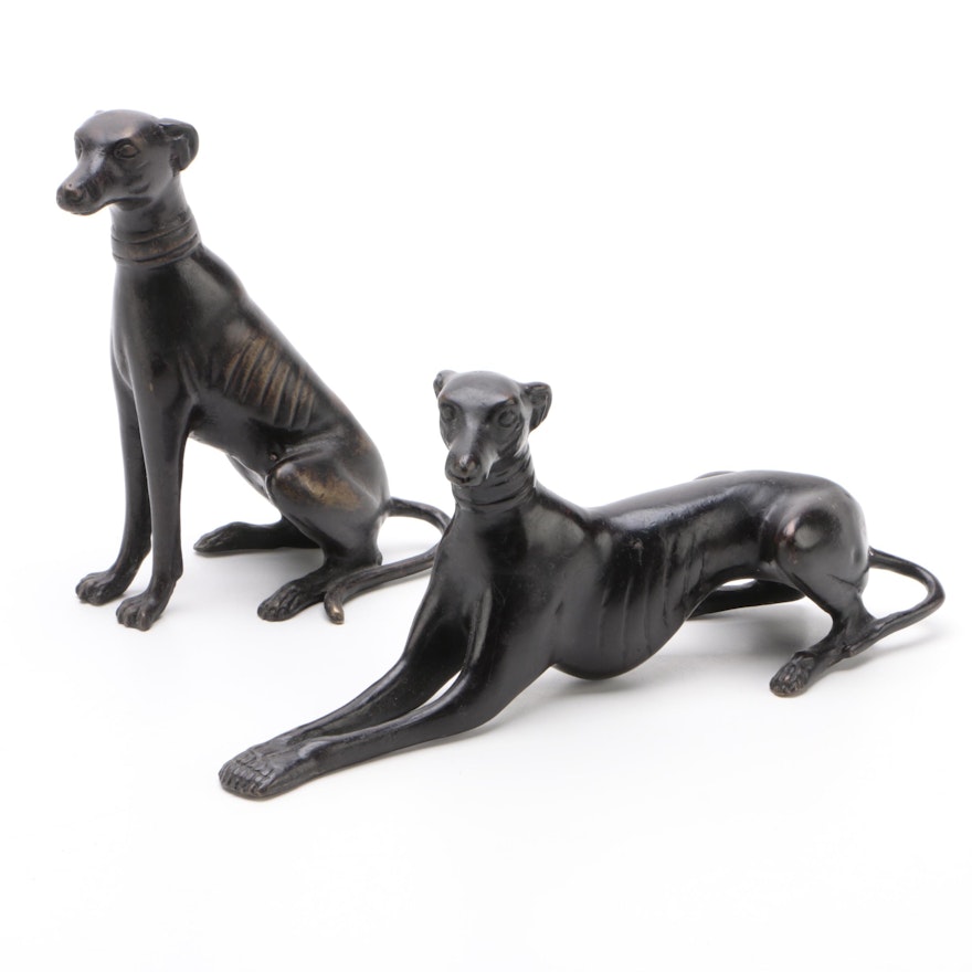 Bronze Patinated Brass Greyhound Figurines