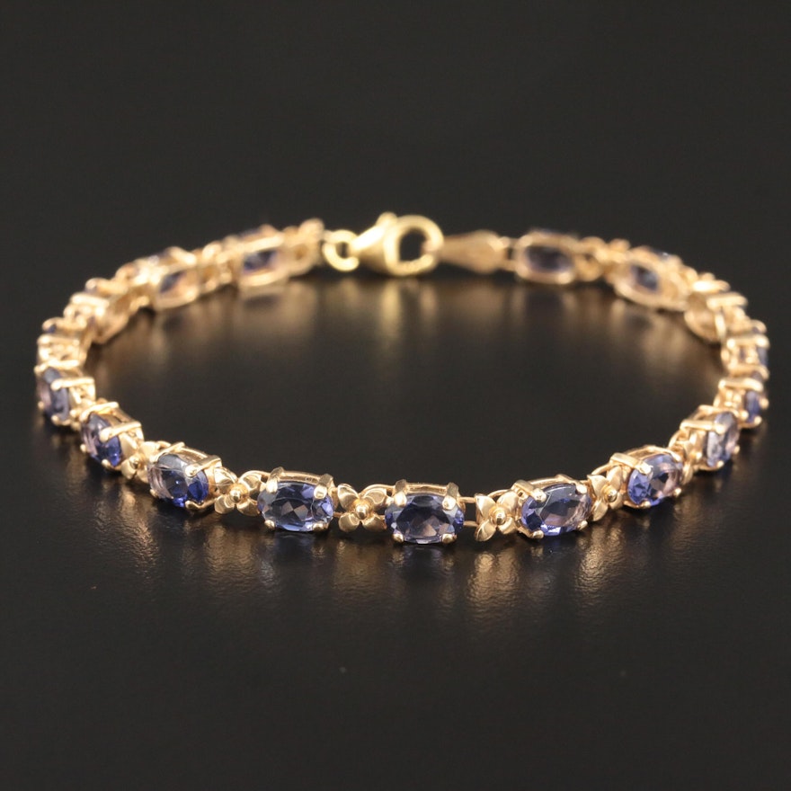 14K Yellow Gold Iolite Bracelet