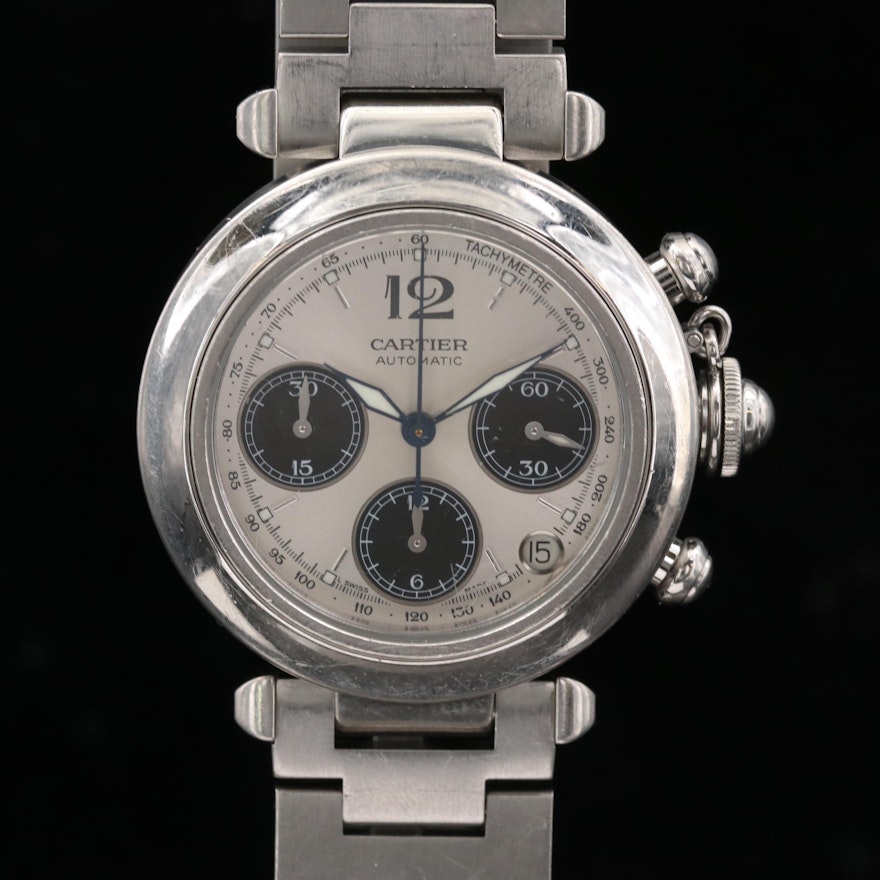 Cartier Pasha Stainless Steel Automatic Chronograph Wristwatch