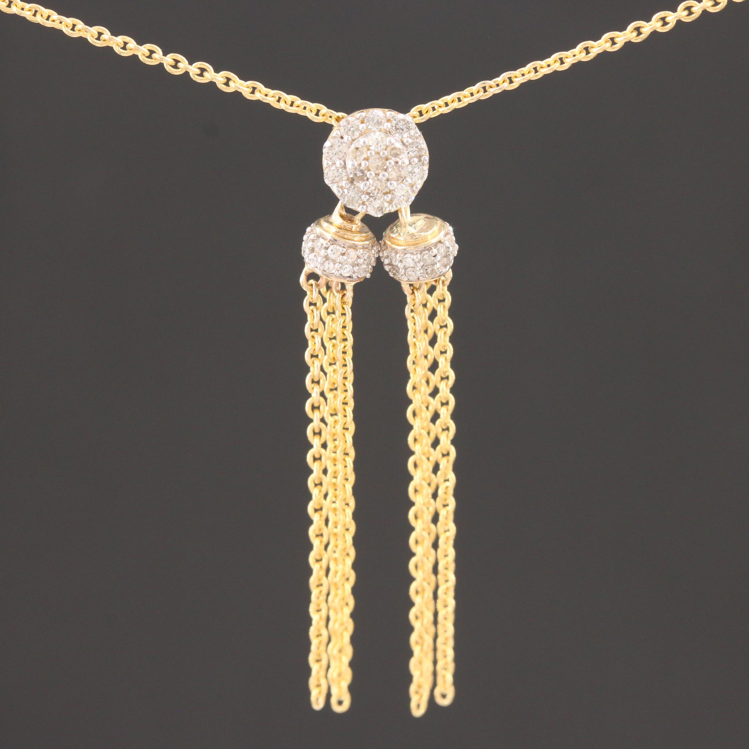 10K Yellow Gold Diamond Lariat Necklace