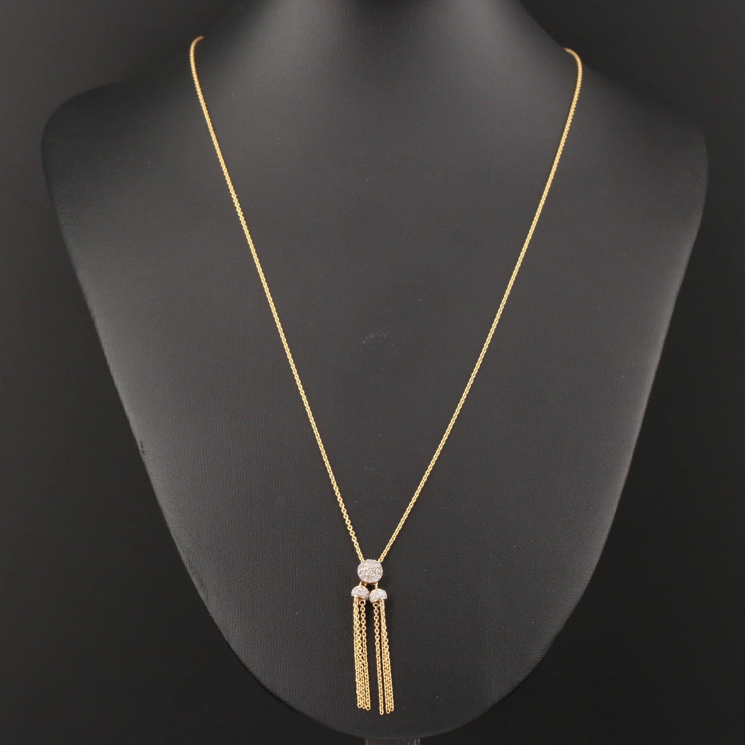 10K Yellow Gold Diamond Lariat Necklace