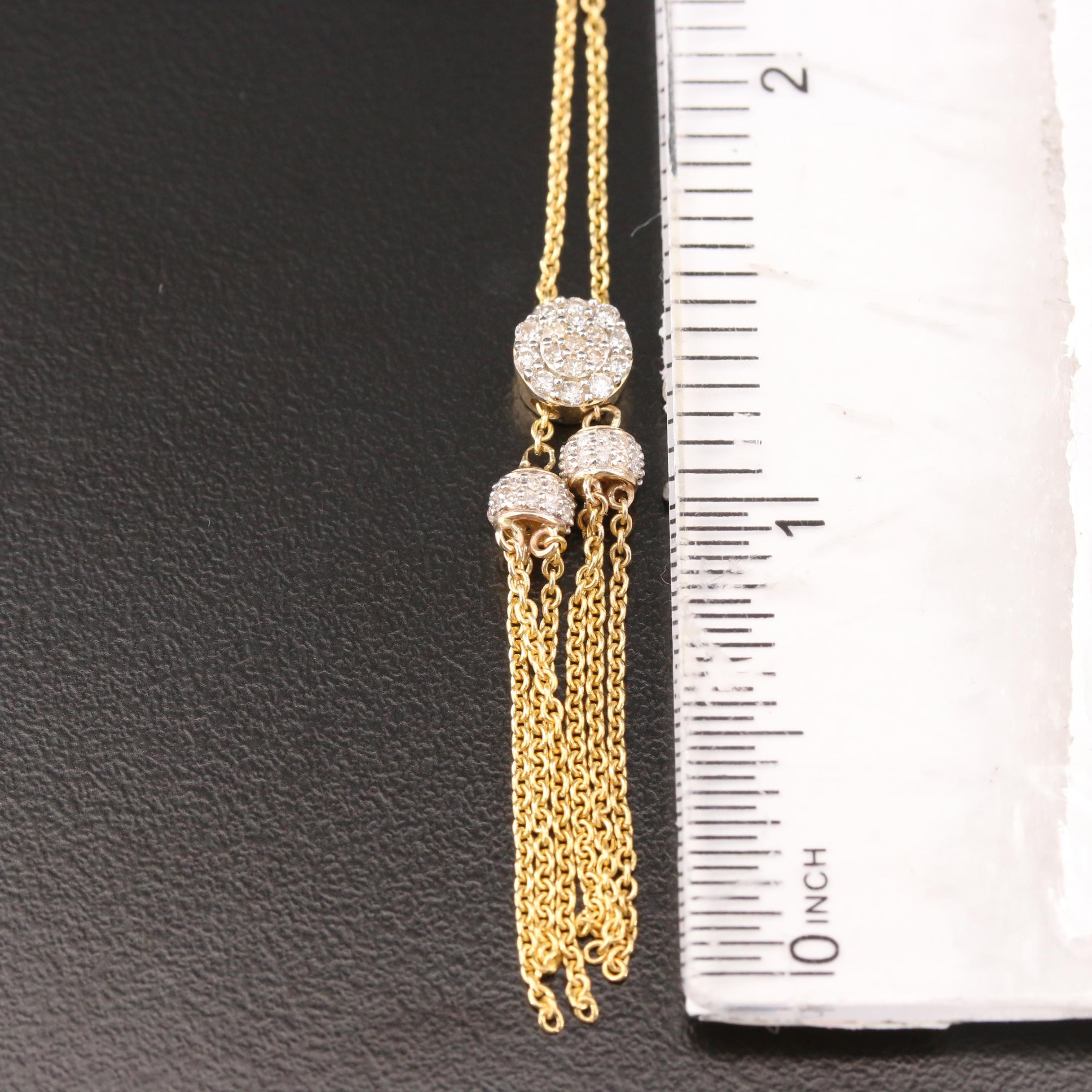 10K Yellow Gold Diamond Lariat Necklace