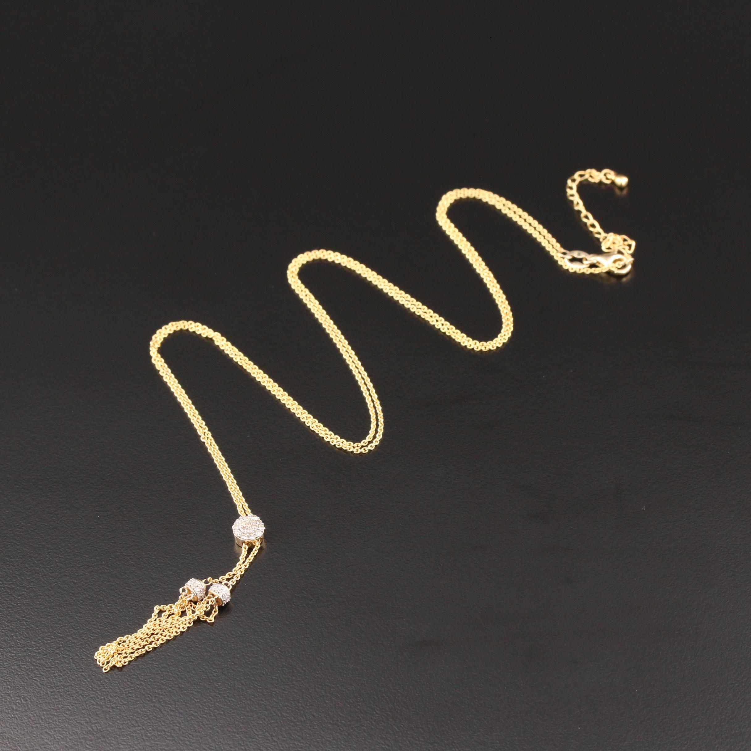 10K Yellow Gold Diamond Lariat Necklace