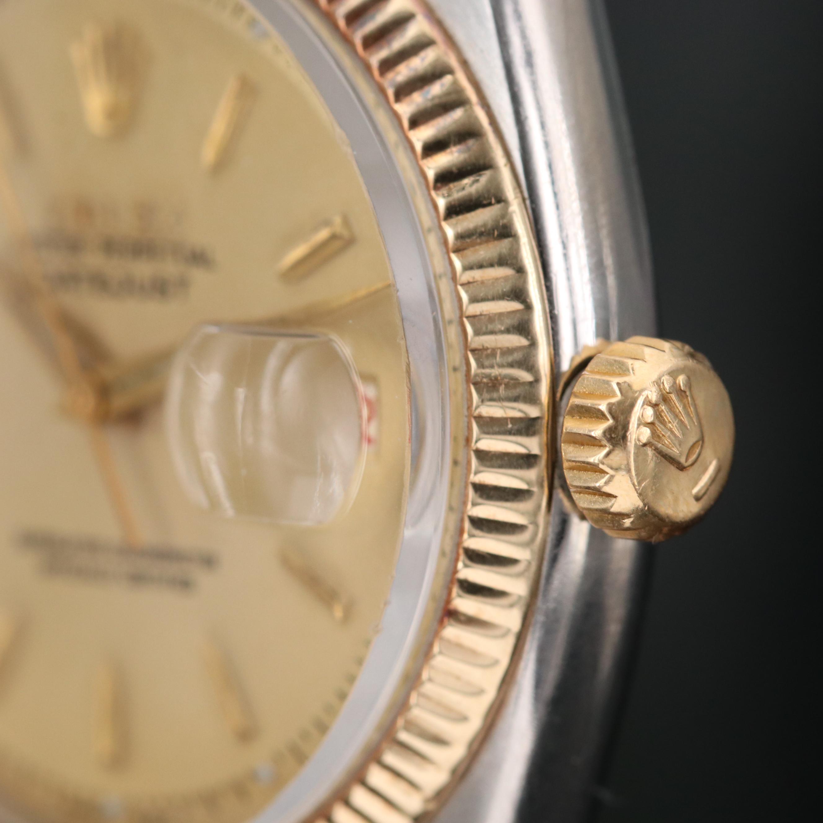Vintage Rolex Datejust 6605 18K Gold and Stainless Steel Automatic Watch, 1958
