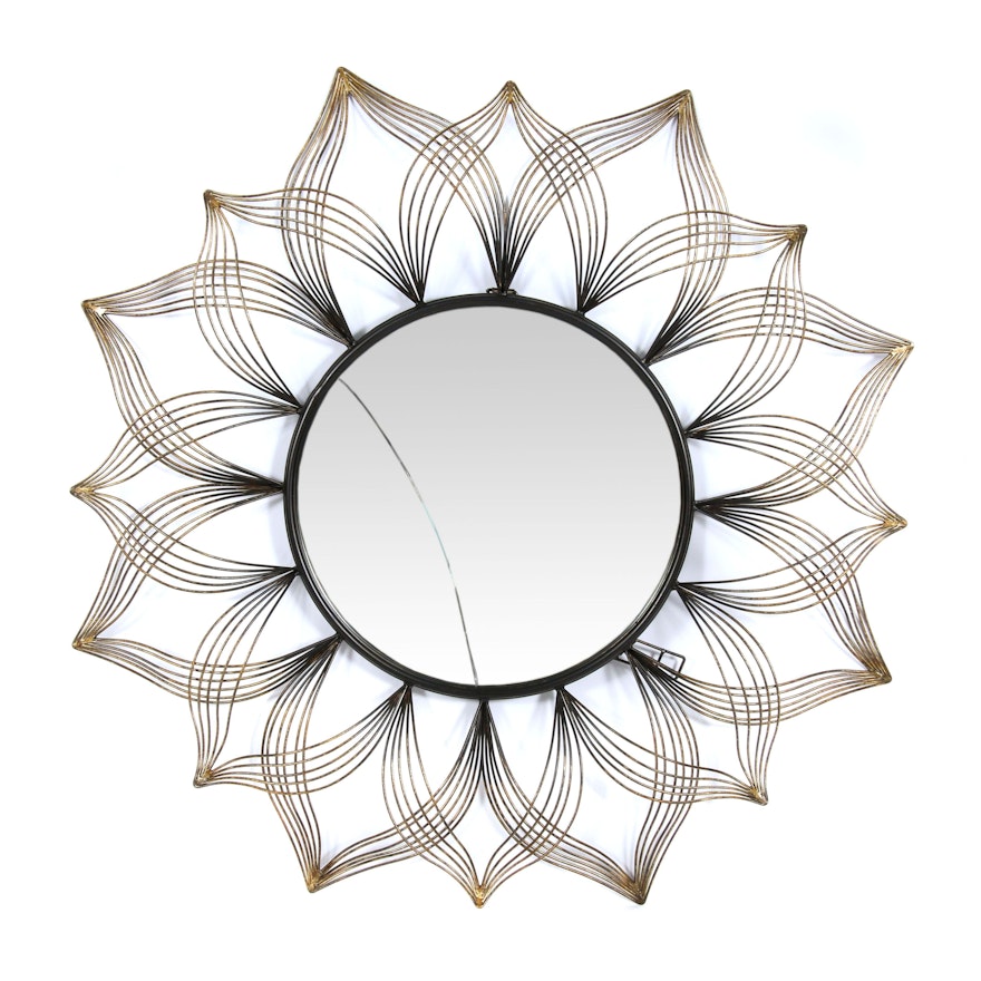 Metal Starburst Wall Mirror in Brushed Gold and Bronze Tones