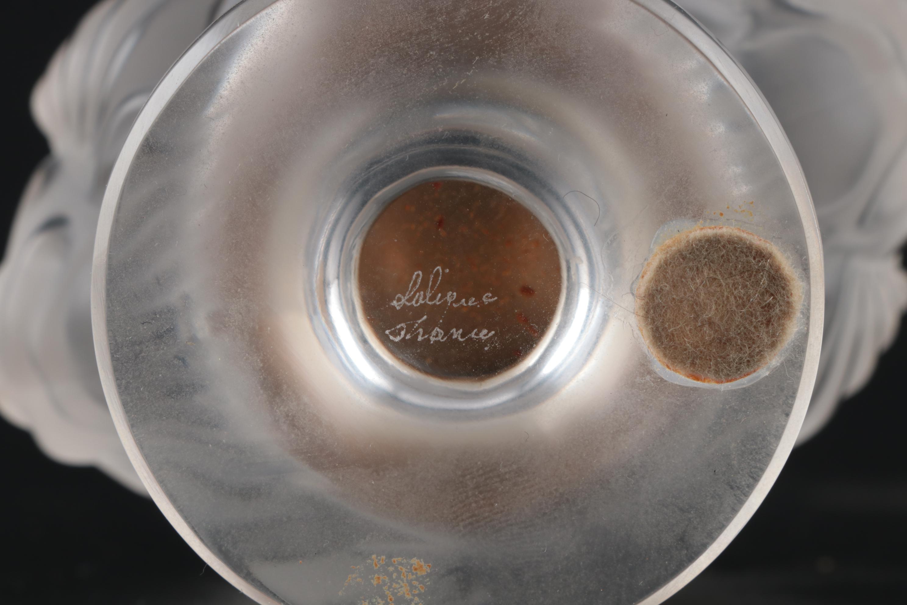 Lalique "Tête de Lion" Frosted Crystal Ashtray and Table Lighter