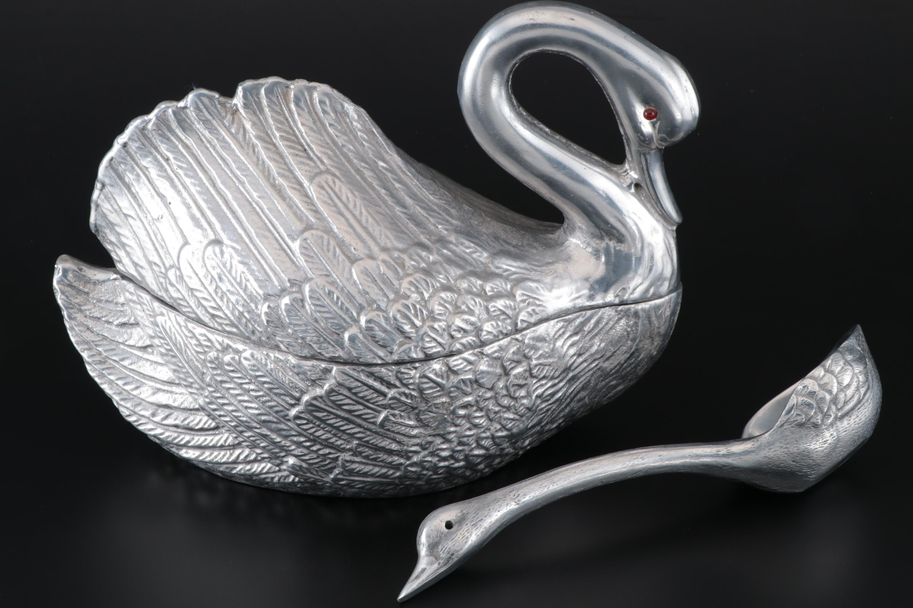 Swan Shaped Aluminum Soup Tureen after Arthur Court