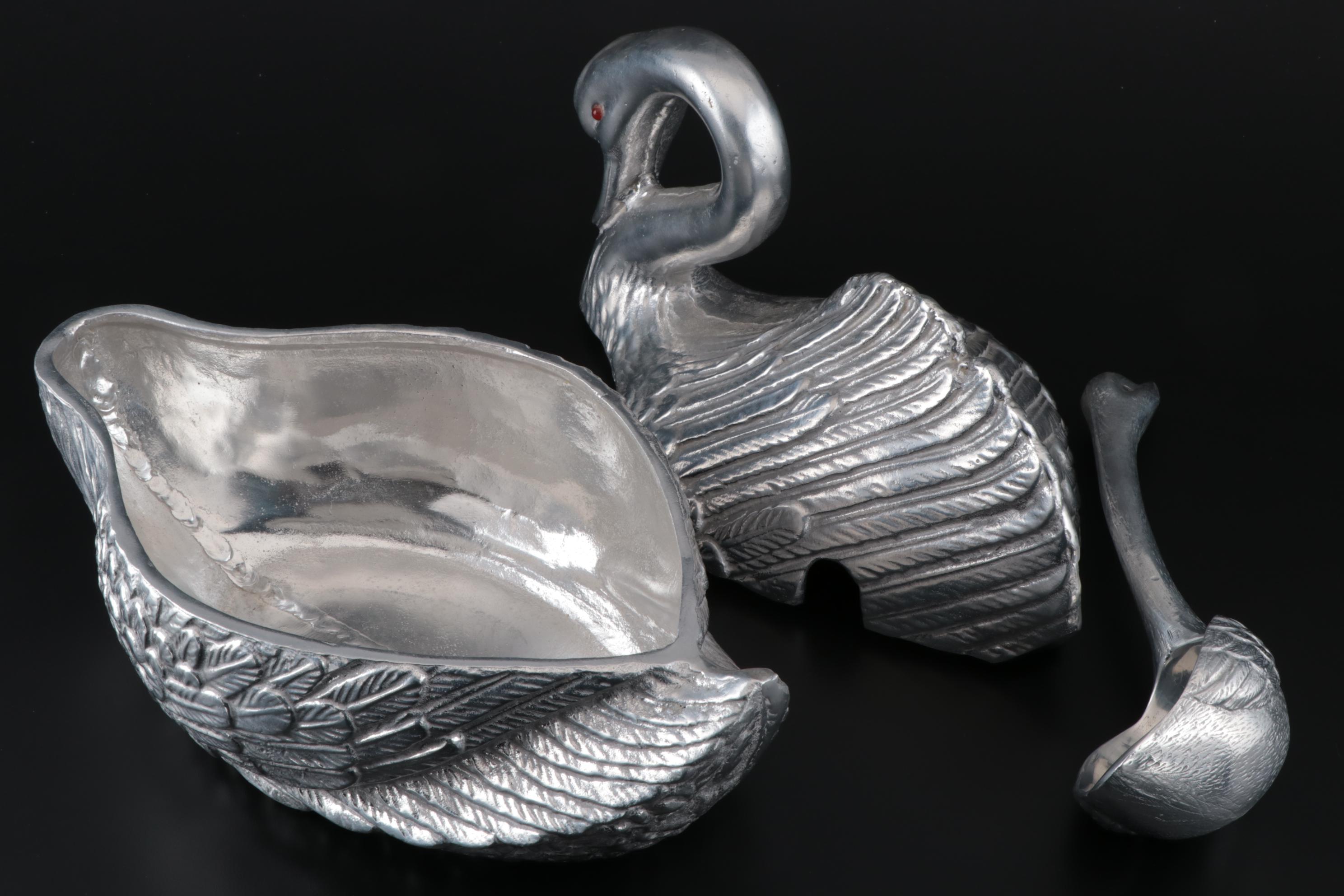 Swan Shaped Aluminum Soup Tureen after Arthur Court