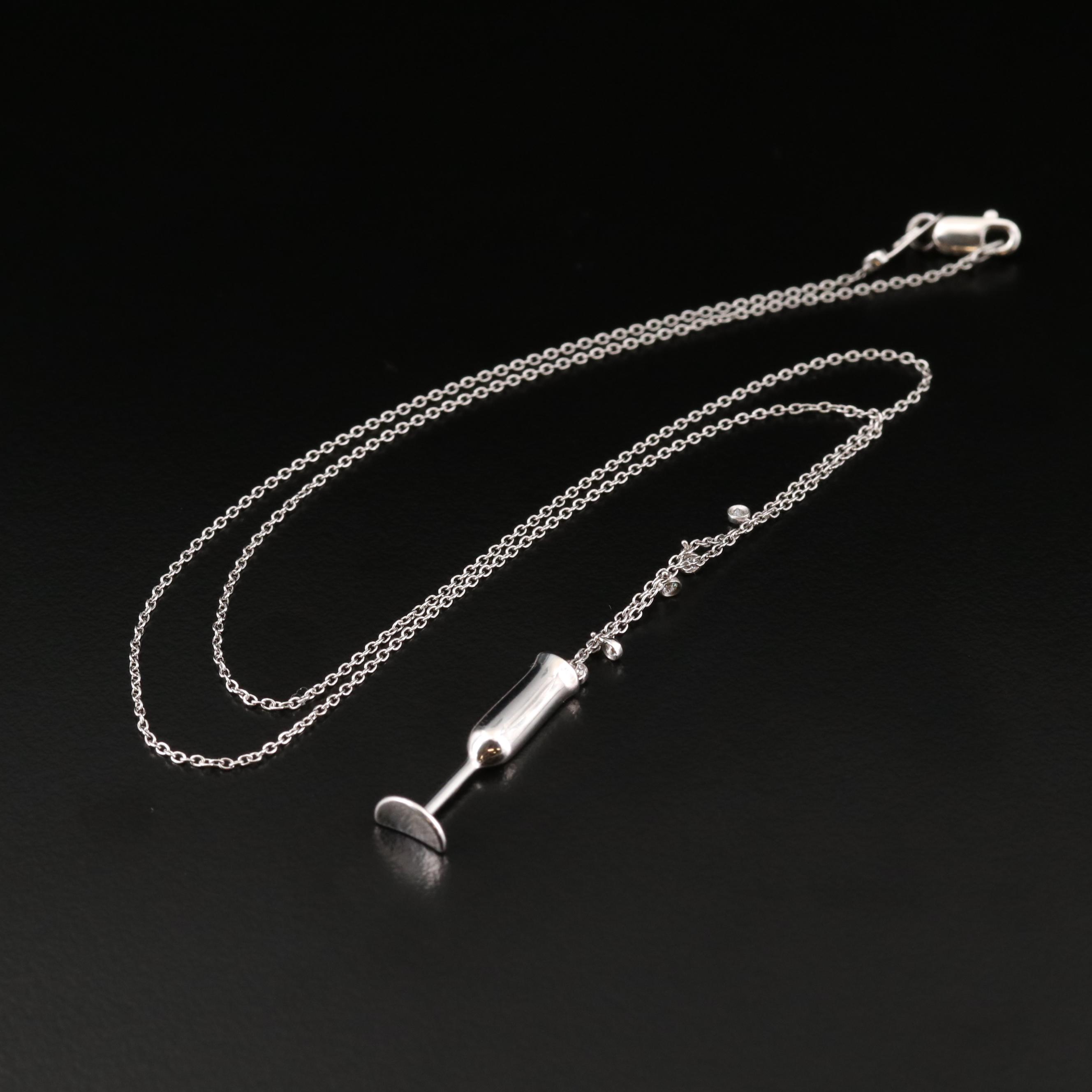 Roberto Coin 18K White Gold Champagne Glass Pendant Necklace