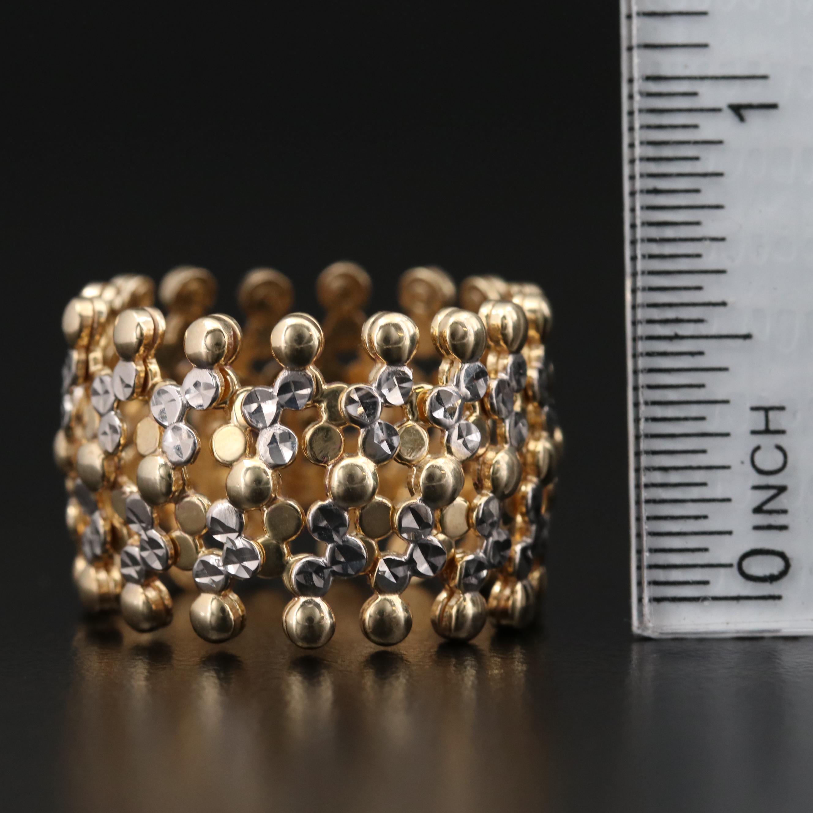10K Yellow and White Gold Expandable Ring Bracelet