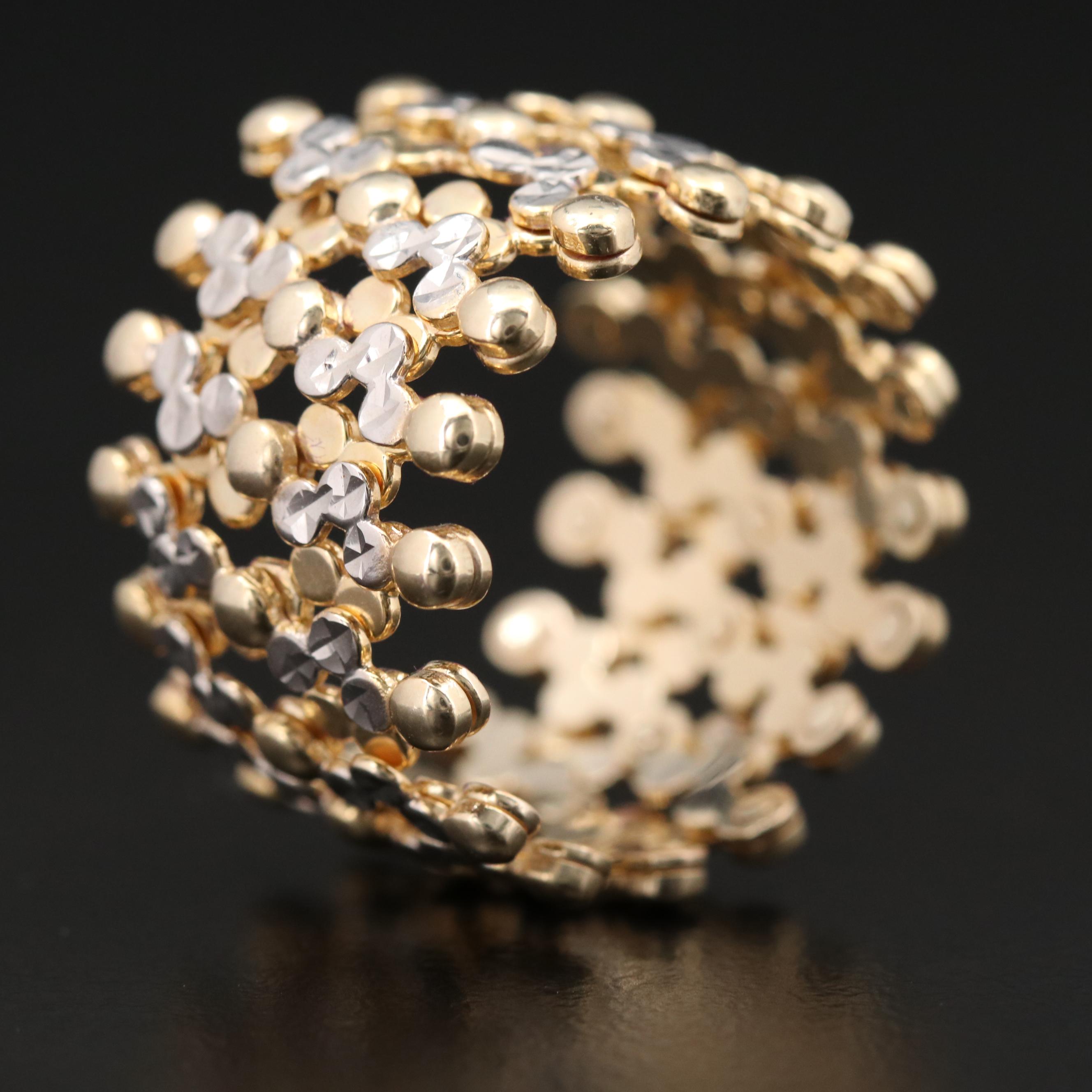 10K Yellow and White Gold Expandable Ring Bracelet