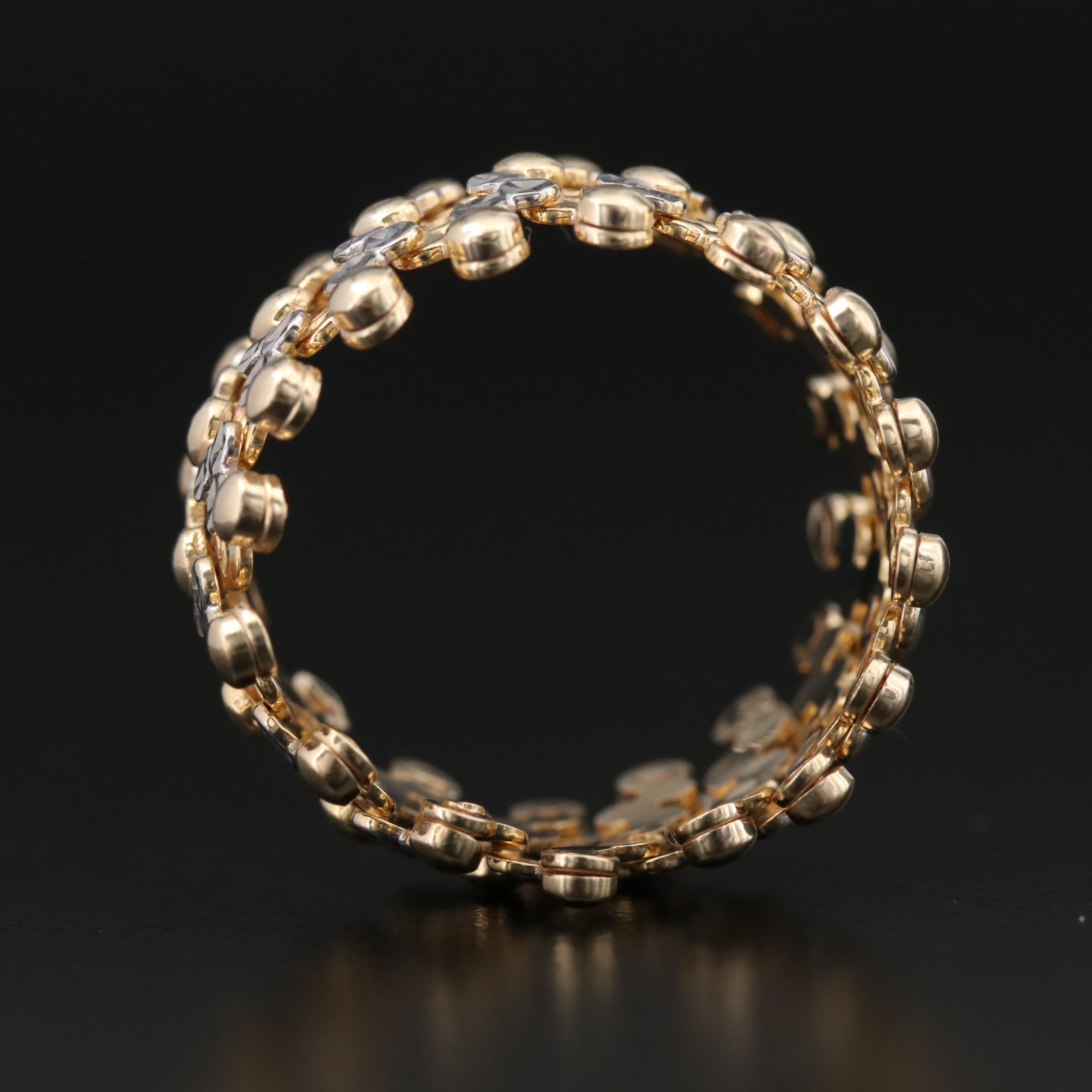 10K Yellow and White Gold Expandable Ring Bracelet