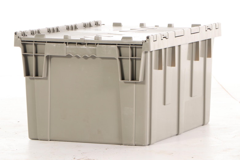 Ten Grey Plastic Storage Totes