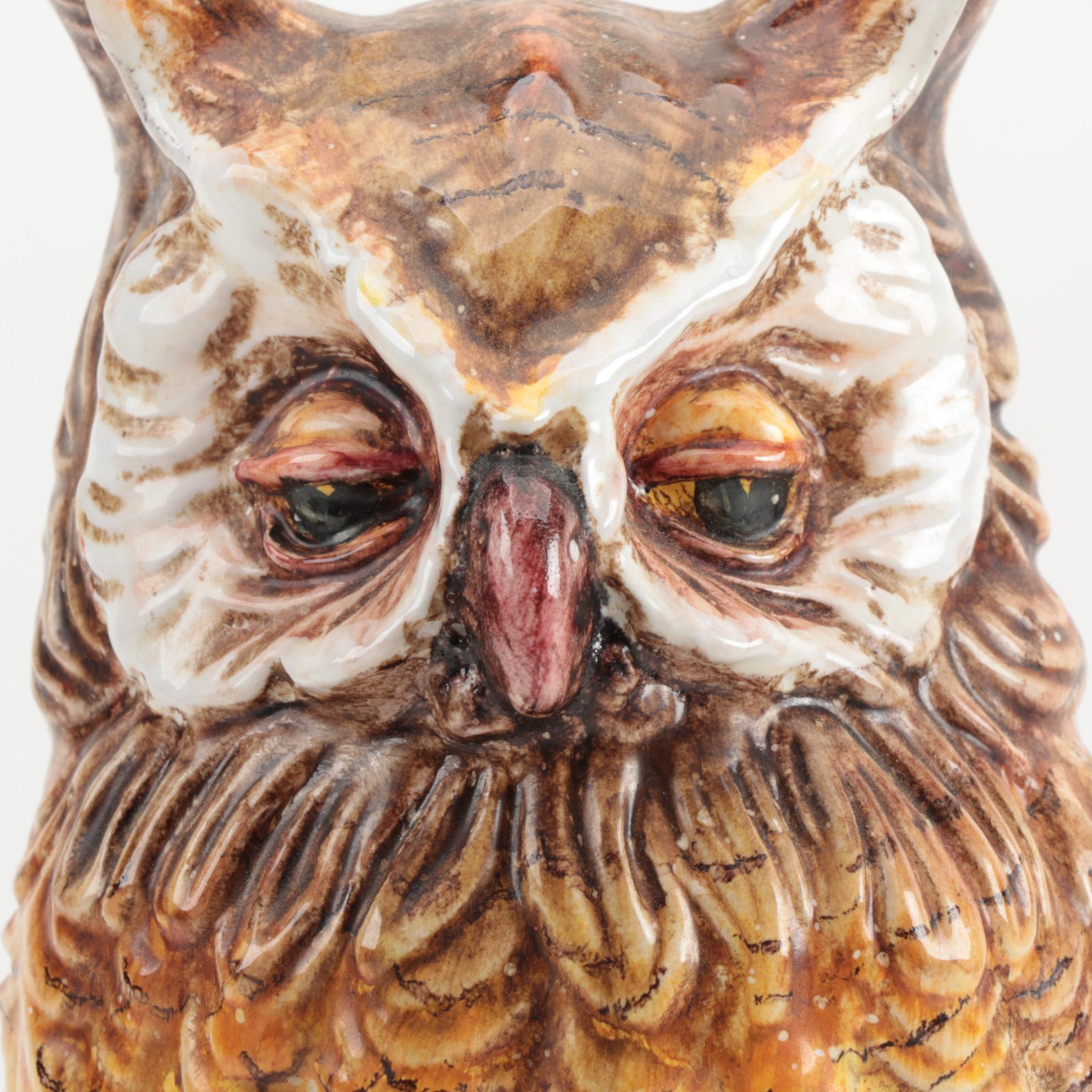 Italian Ceramic Owl Figurine, Mid to Late 20th Century