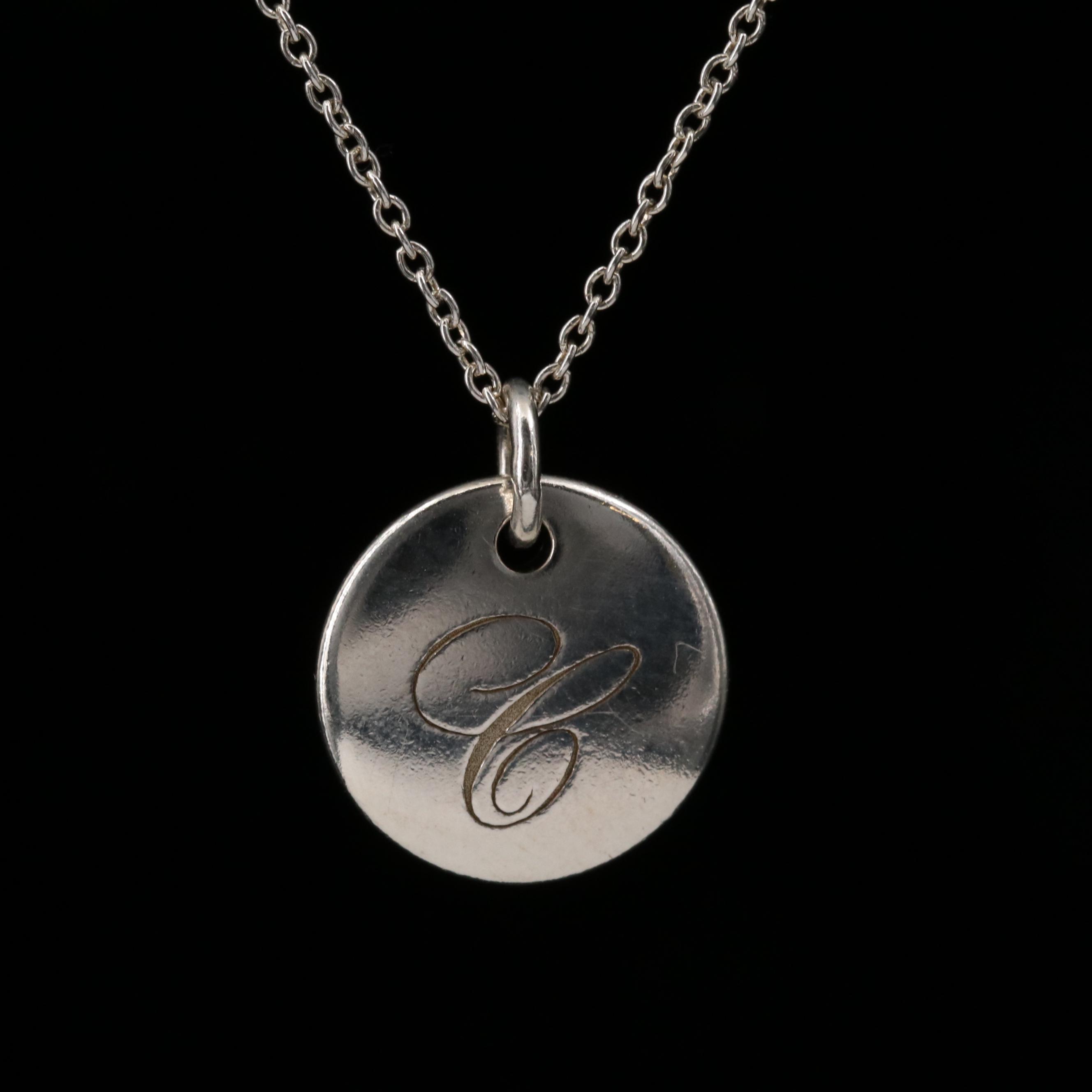 Tiffany & Co. Sterling Monogram "C" Pendant Necklace