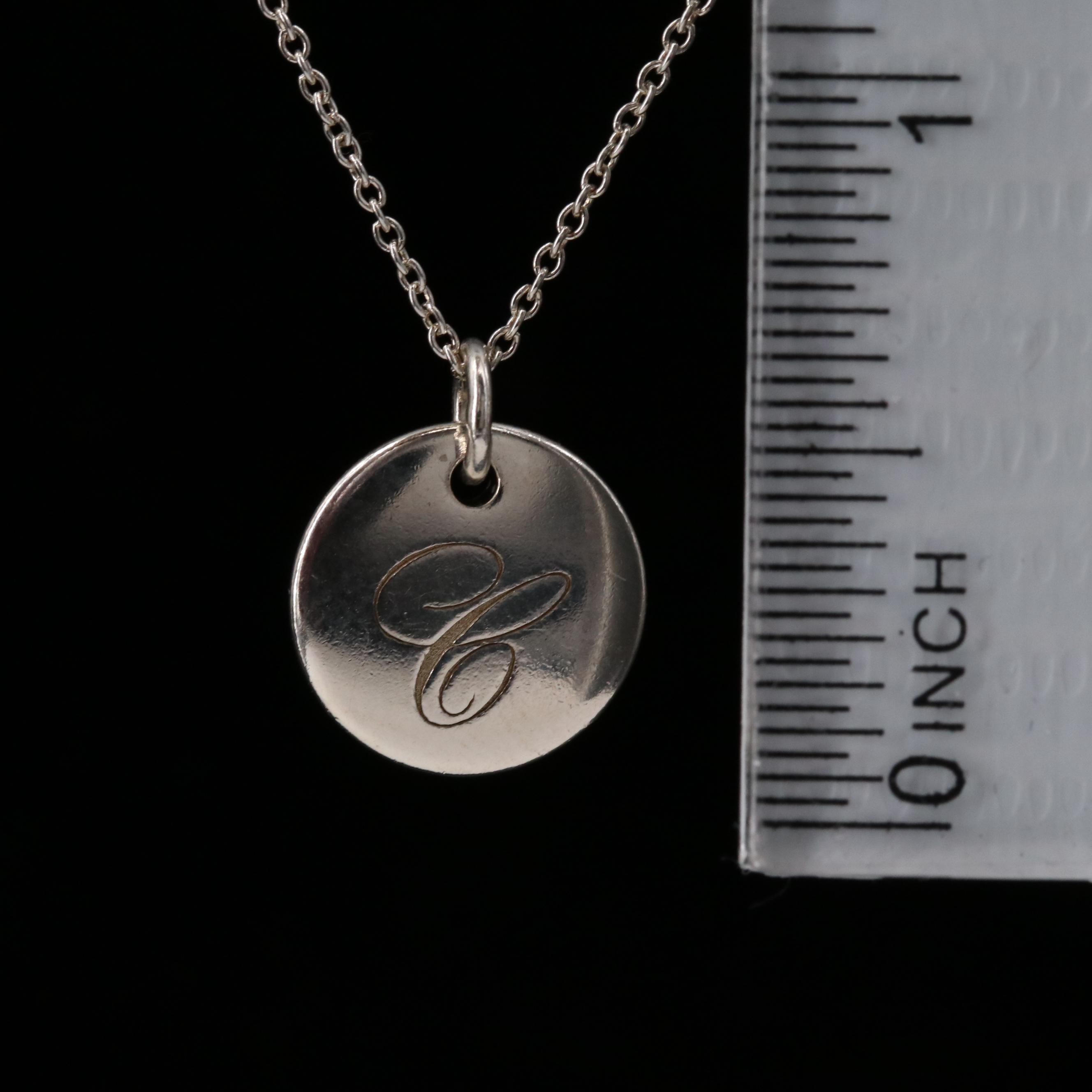 Tiffany & Co. Sterling Monogram "C" Pendant Necklace