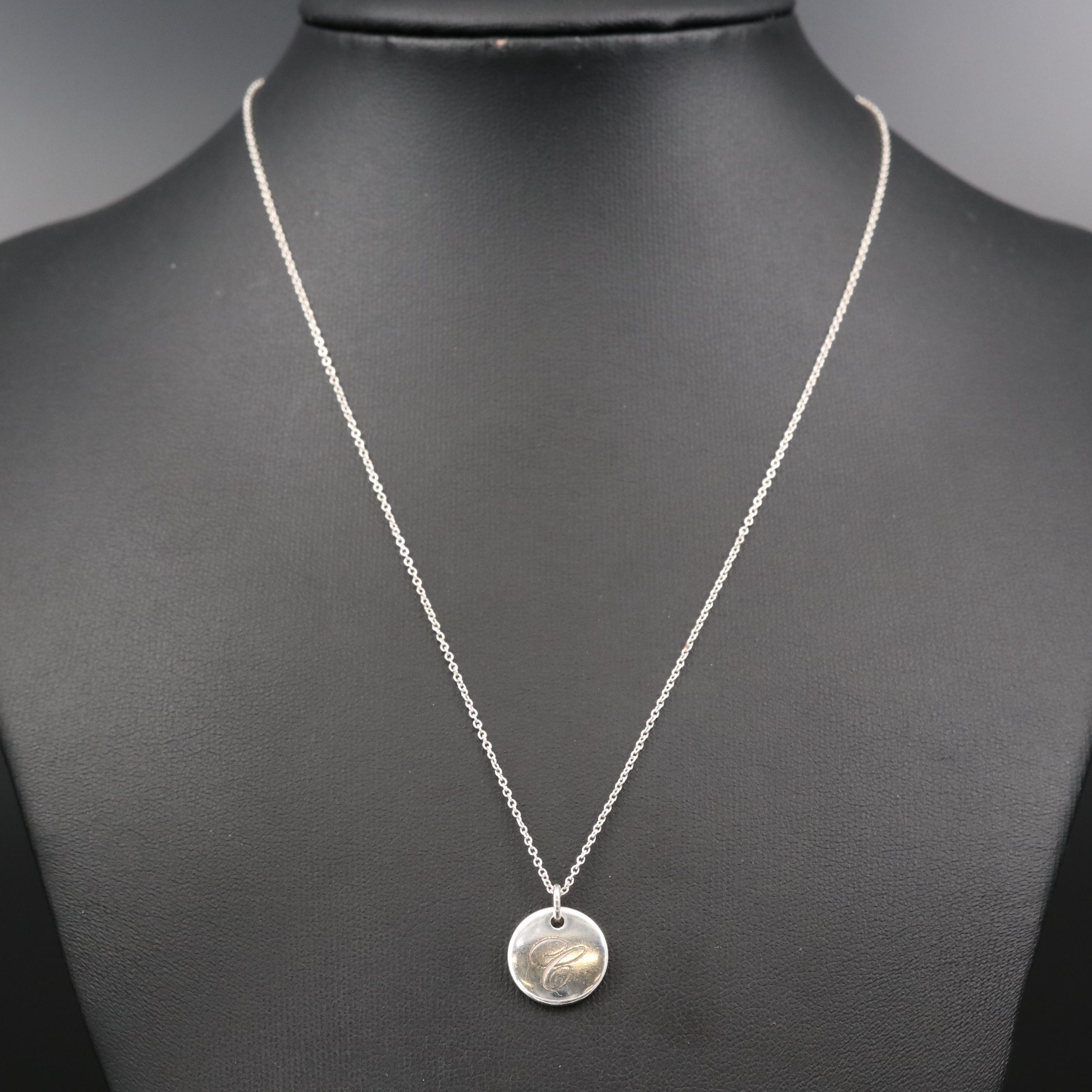 Tiffany & Co. Sterling Monogram "C" Pendant Necklace