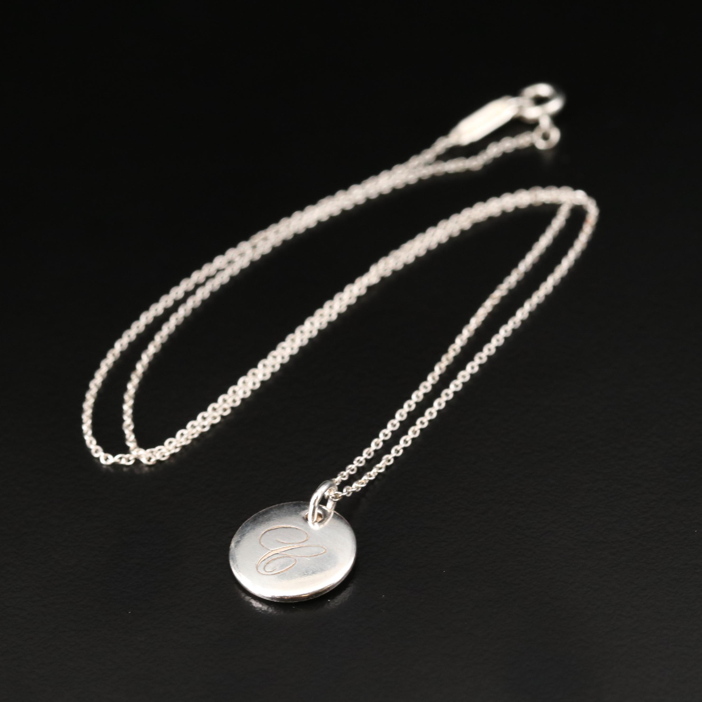 Tiffany & Co. Sterling Monogram "C" Pendant Necklace