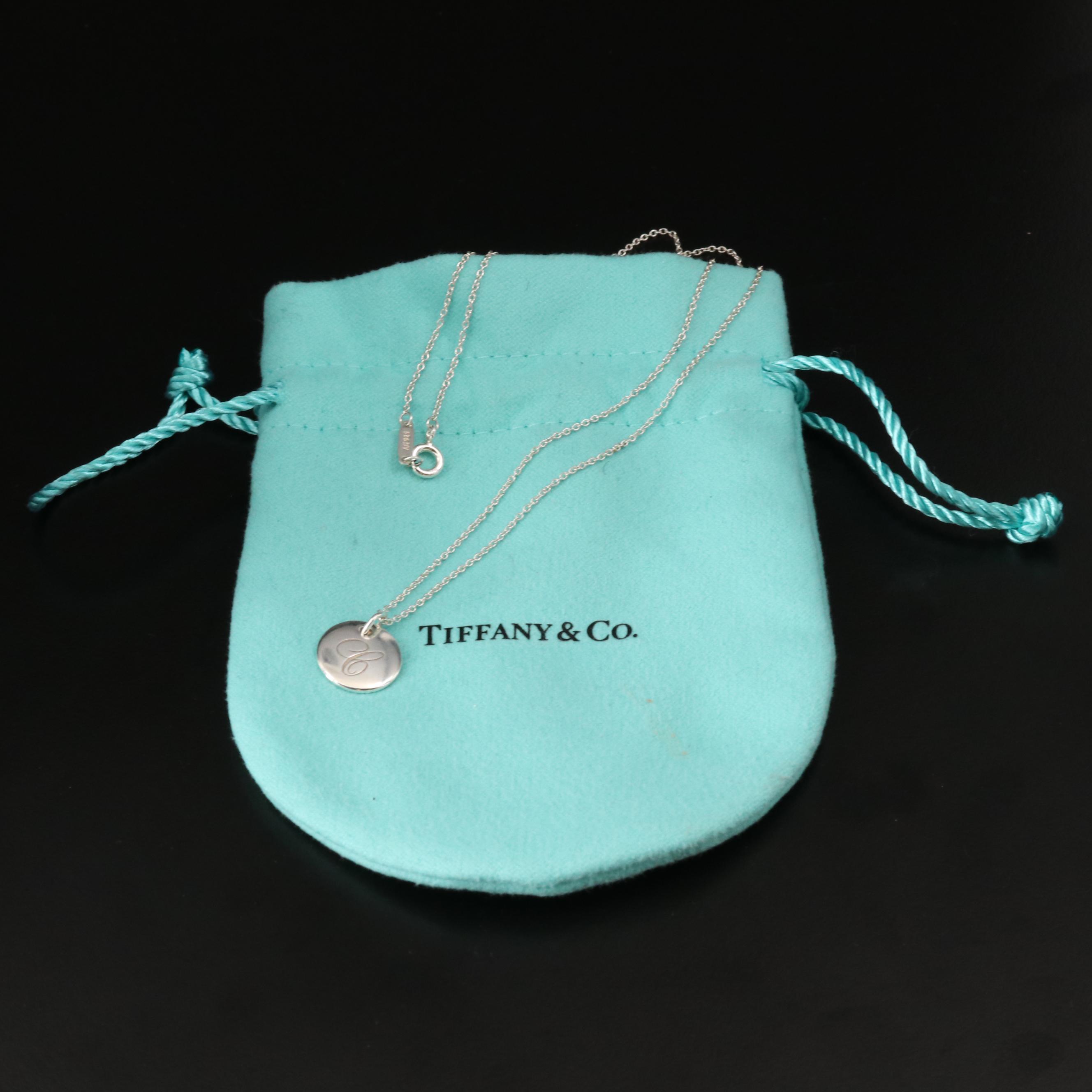 Tiffany & Co. Sterling Monogram "C" Pendant Necklace
