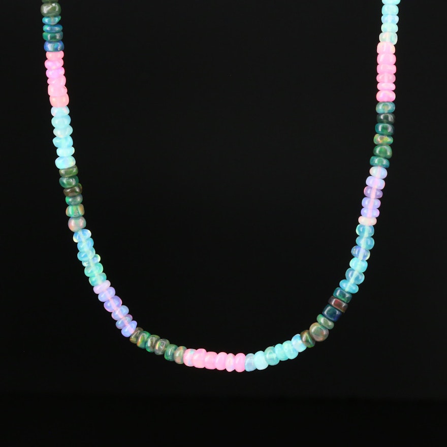 Beaded Opal Necklace With 14K Yellow Gold Clasp