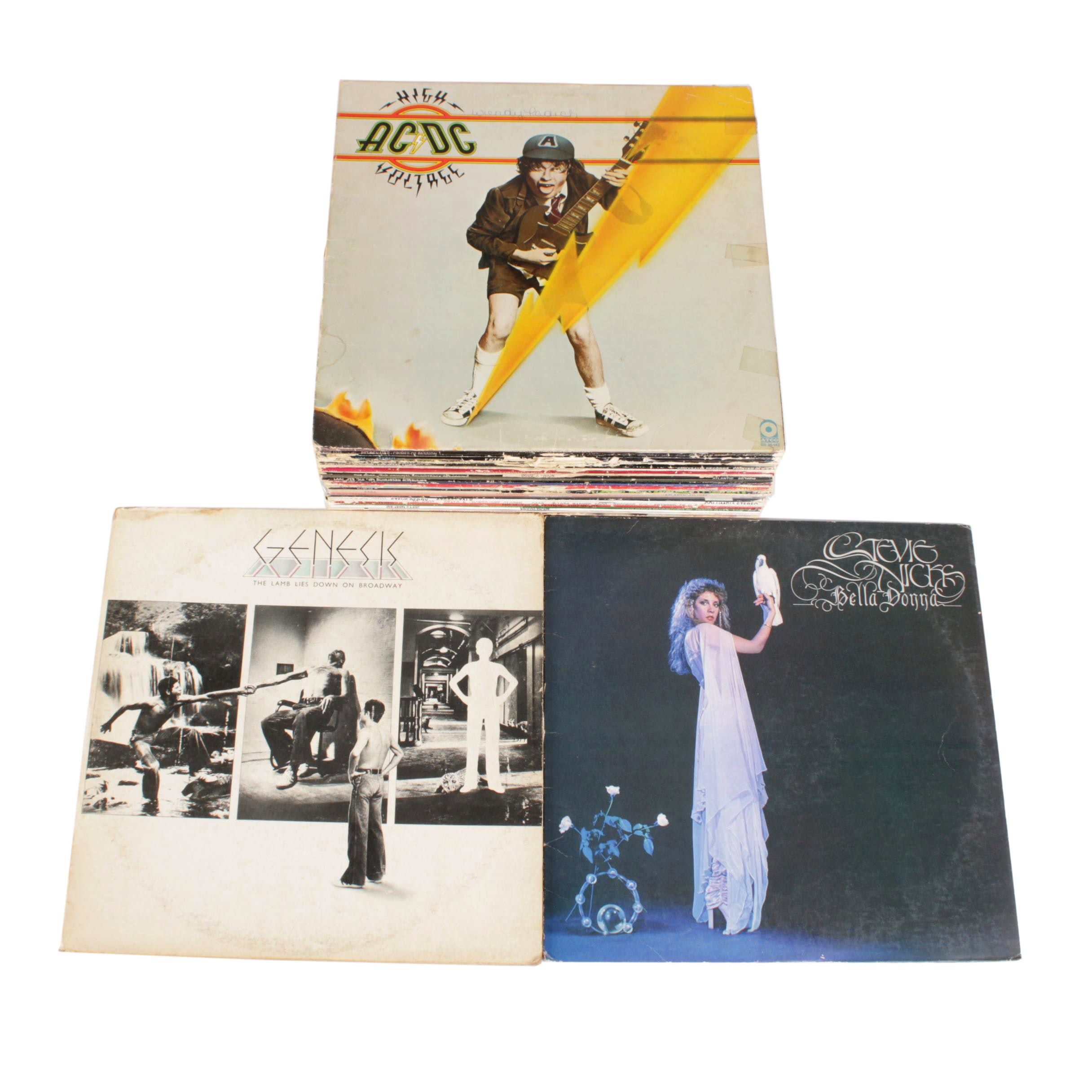 AC/DC, Genesis, Stevie Nicks and 70s and 80s Vinyl Record Albums