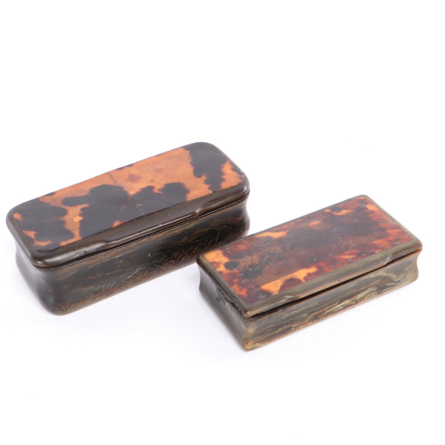 Carved Tortoise Shell Trinket Boxes