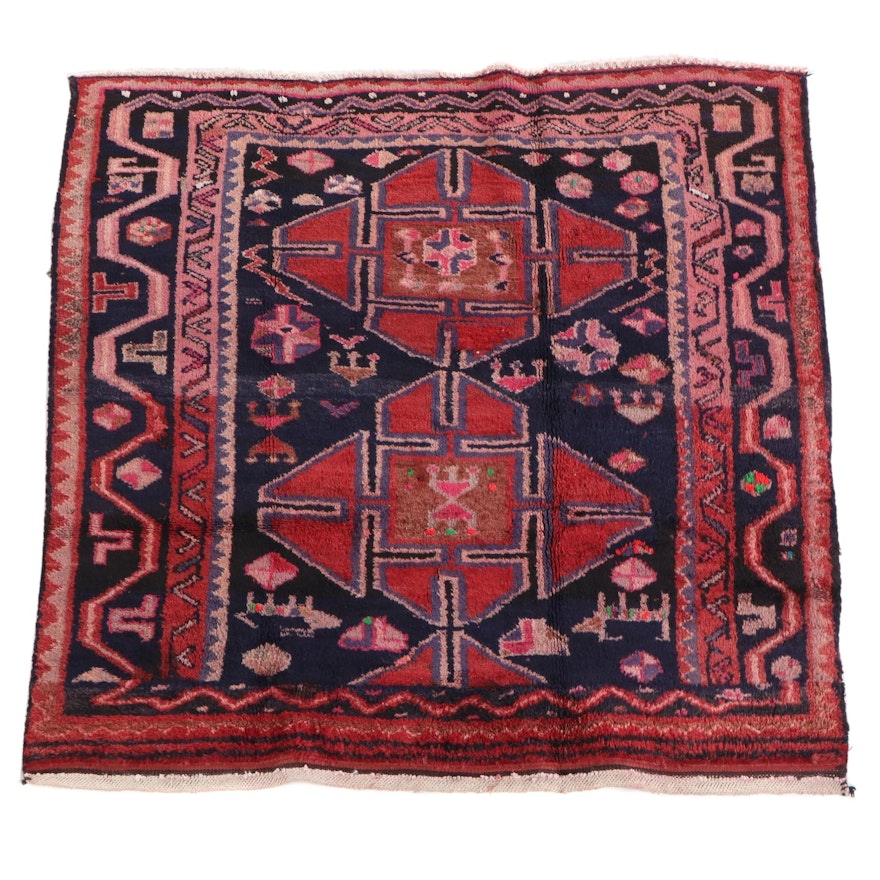 5'1 x 5'1 Hand-Knotted Persian Kelardasht Wool Rug