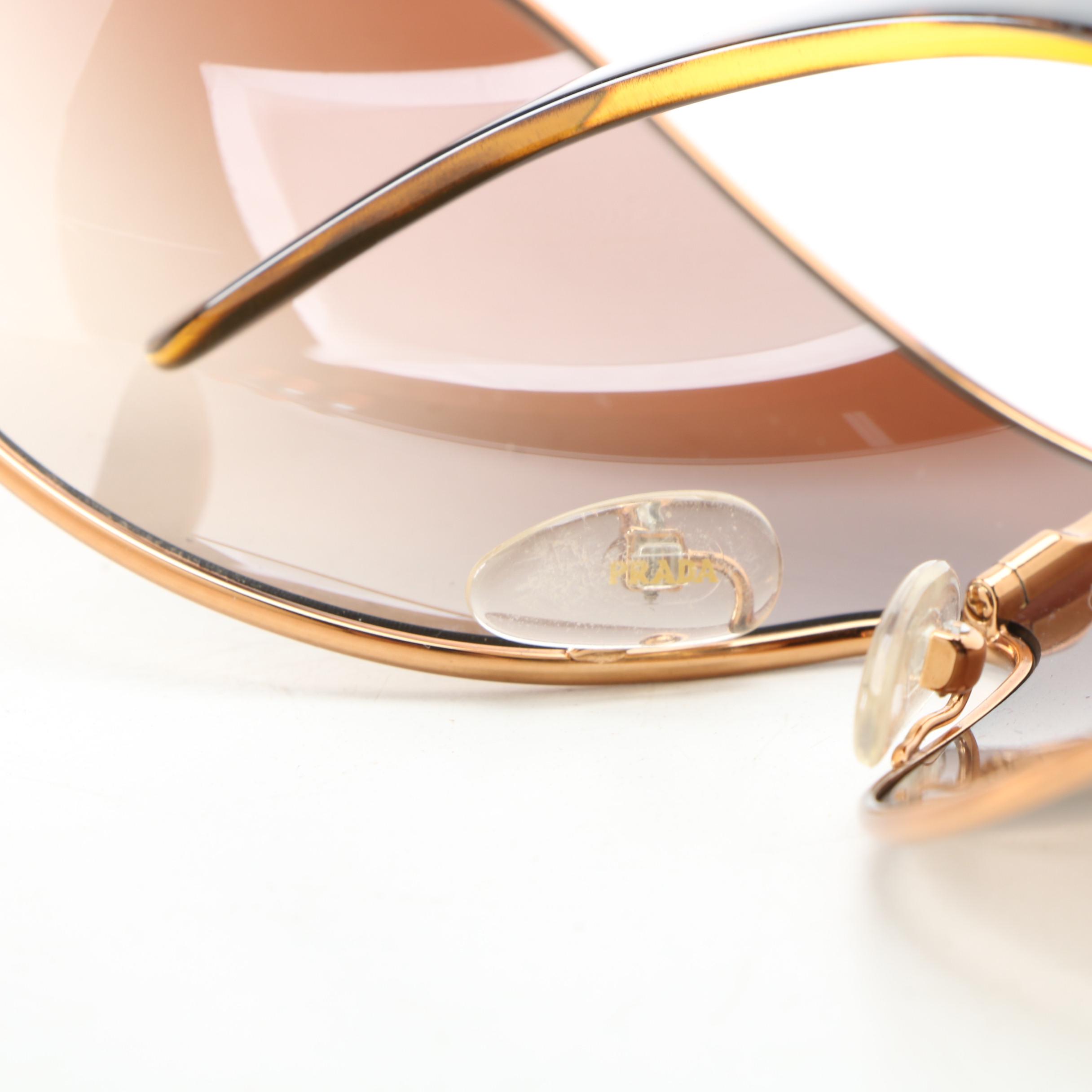 Prada SPR 57L Shield Sunglasses in Tortoise and Gold Tone