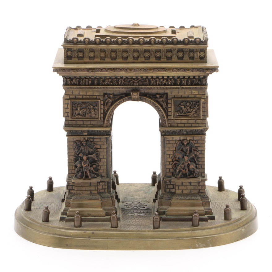 Gilt Metal Arc de Triomphe Architectural Model Grand Tour Souvenir