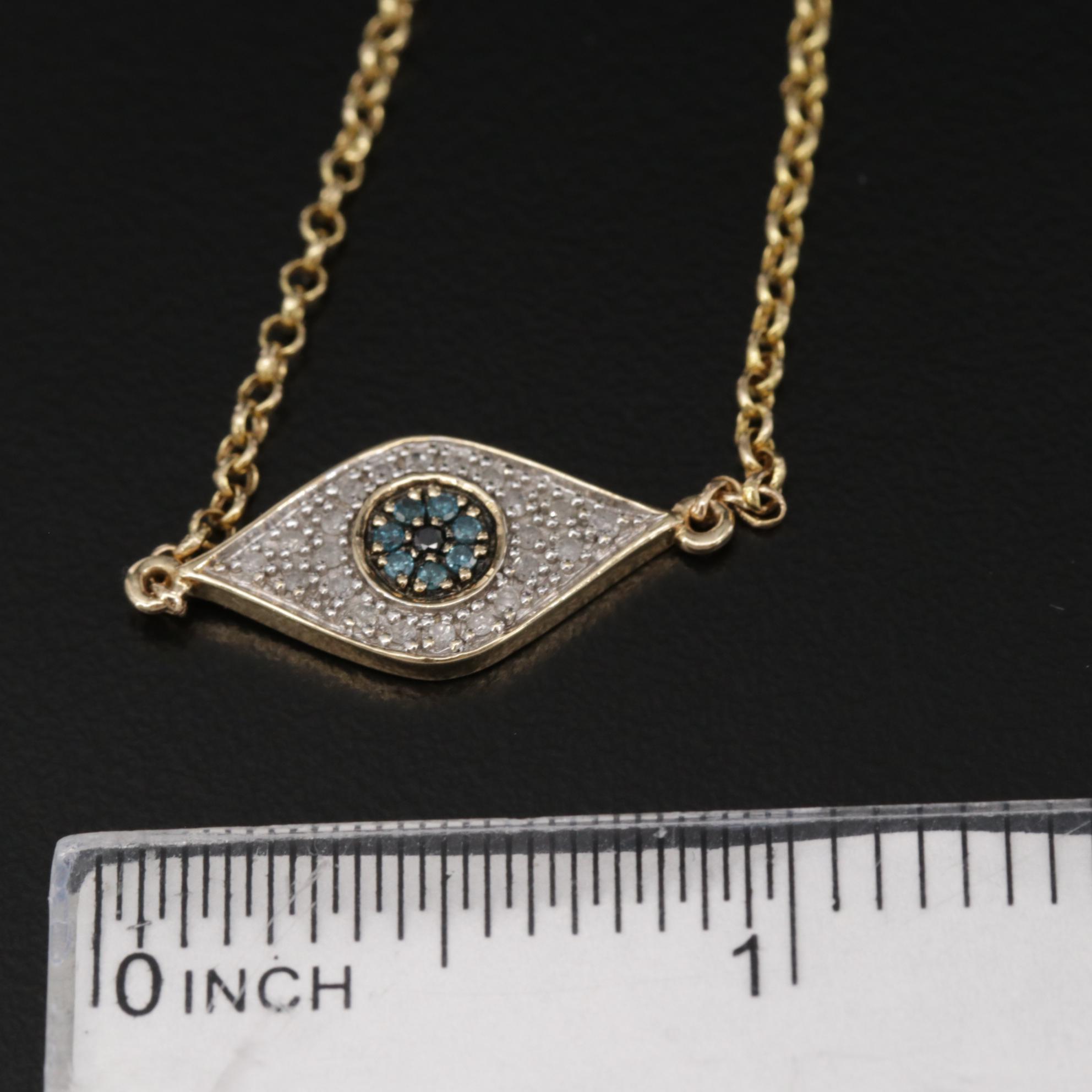 14K Yellow Gold Diamond Evil Eye Bracelet