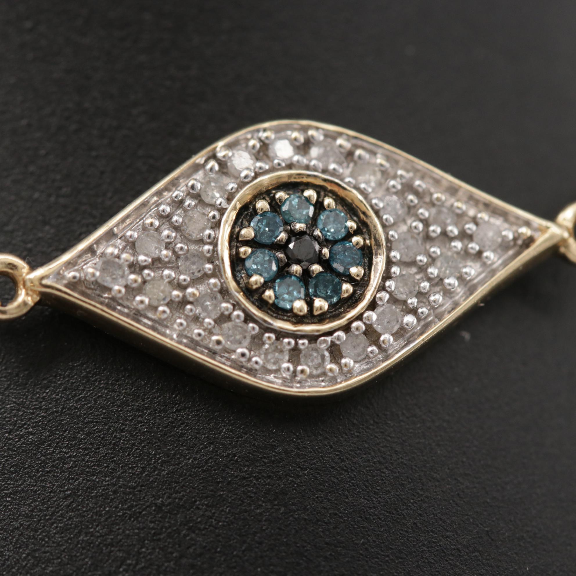 14K Yellow Gold Diamond Evil Eye Bracelet