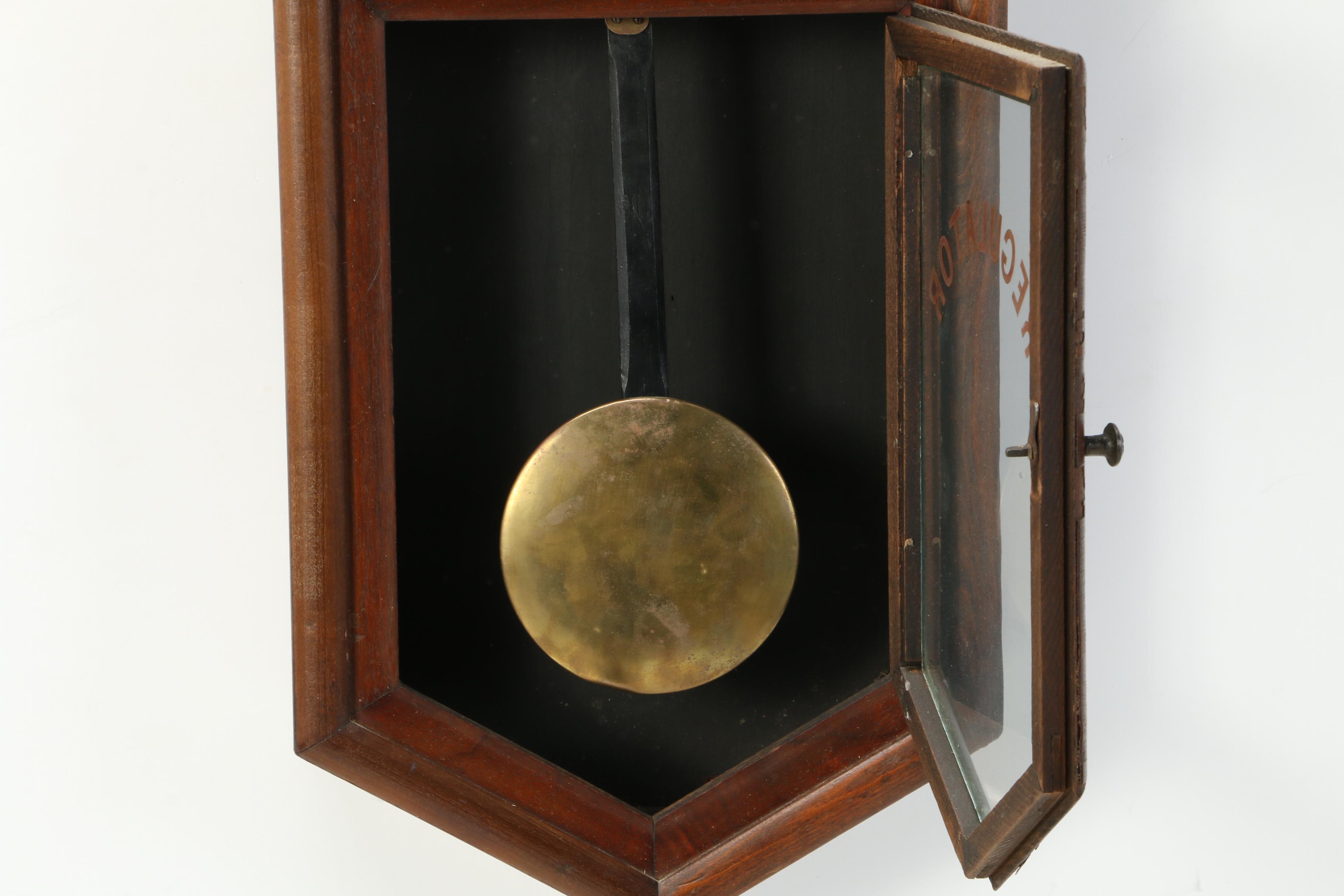 New Haven Clock Co. Walnut Veneer Regulator Clock