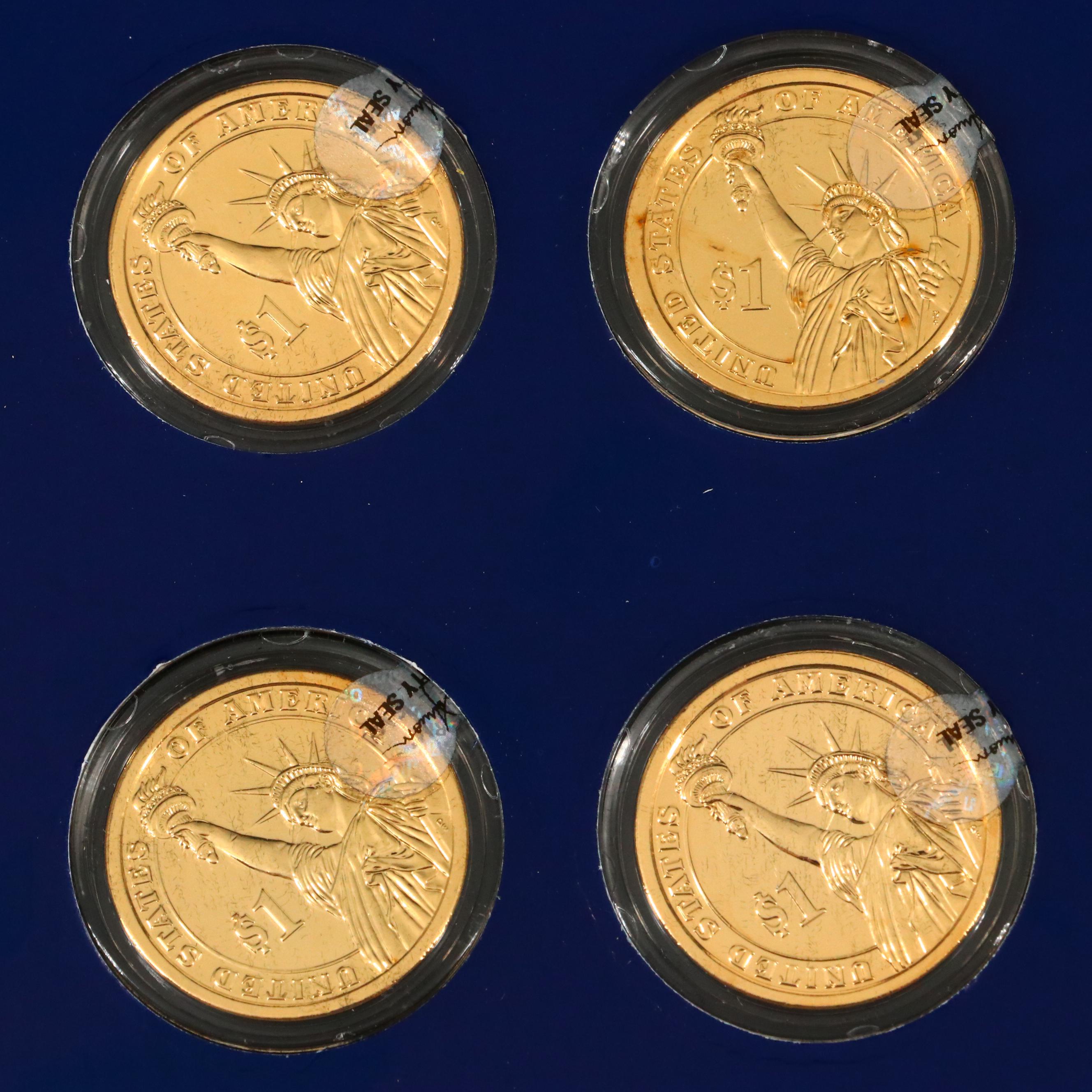 Assortment of Gold-Plated Presidential Dollars, Statehood Quarters and More