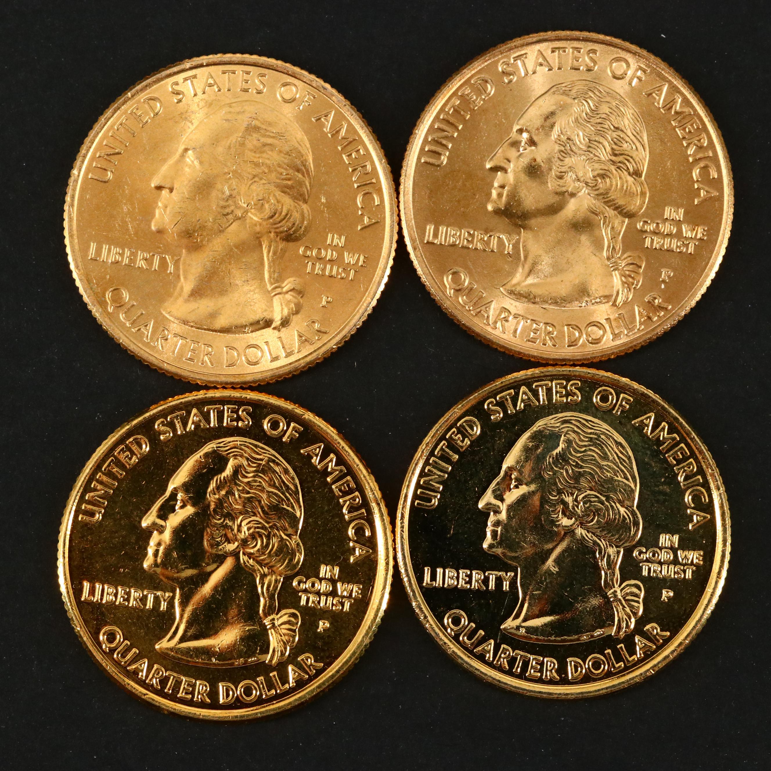 Assortment of Gold-Plated Presidential Dollars, Statehood Quarters and More