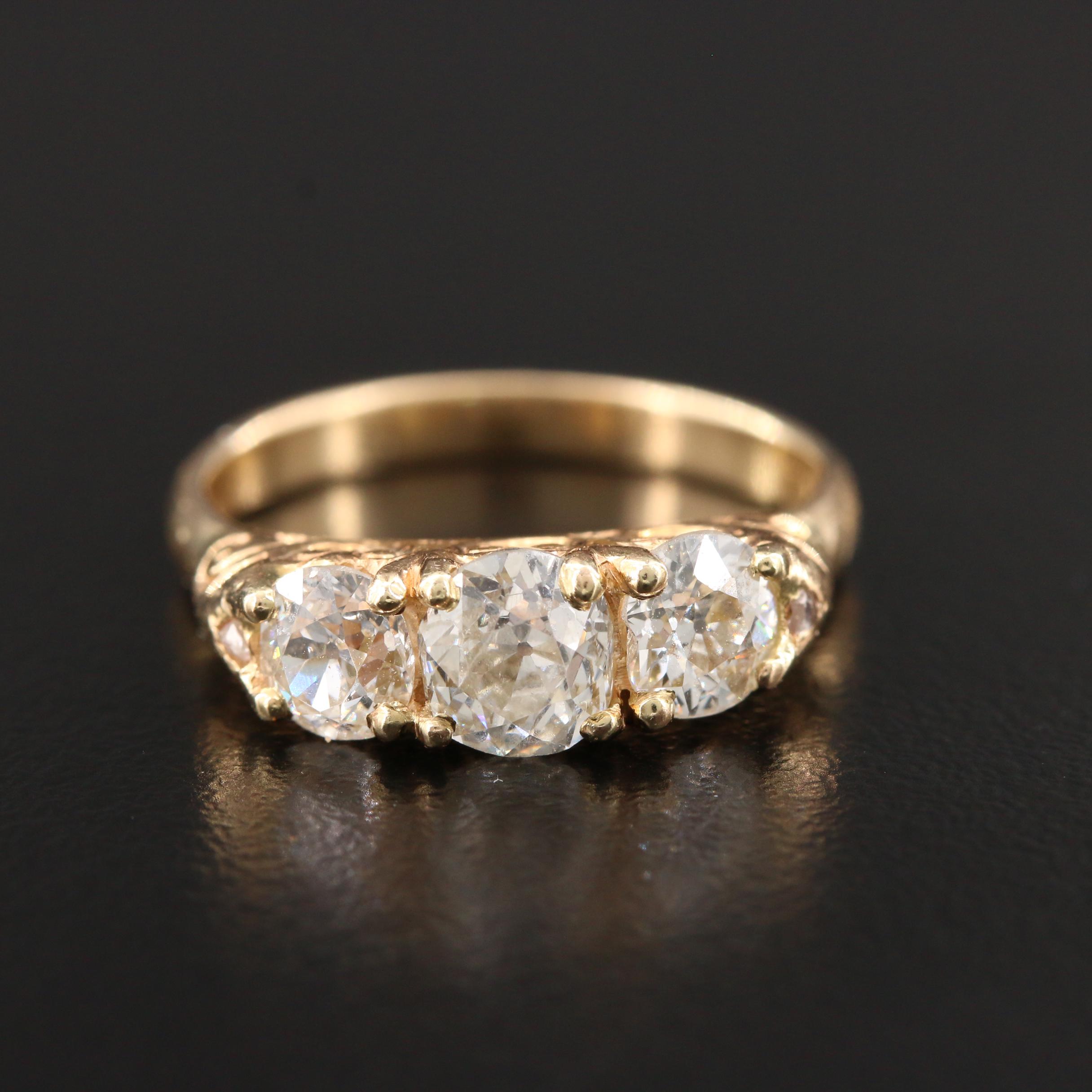 Circa 1910 14K Yellow Gold 1.57 CTW Diamond Ring
