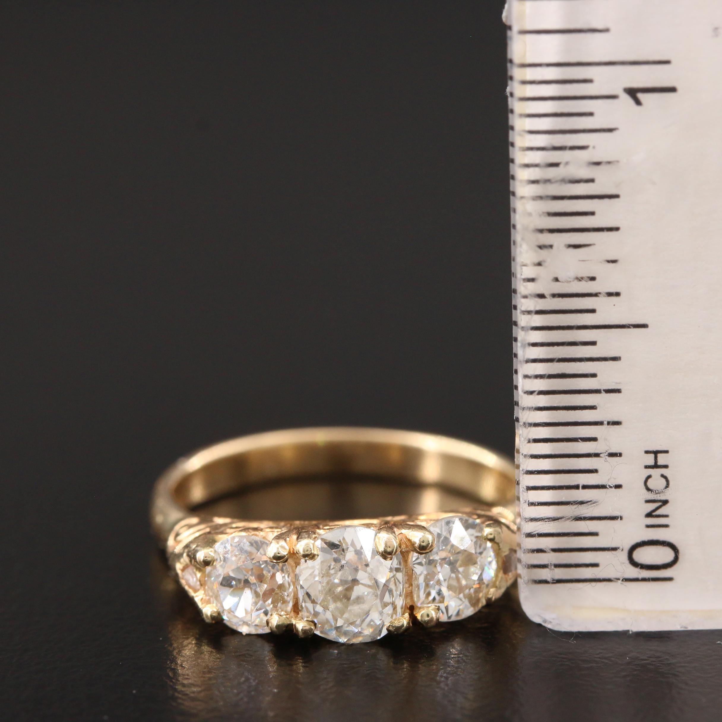 Circa 1910 14K Yellow Gold 1.57 CTW Diamond Ring