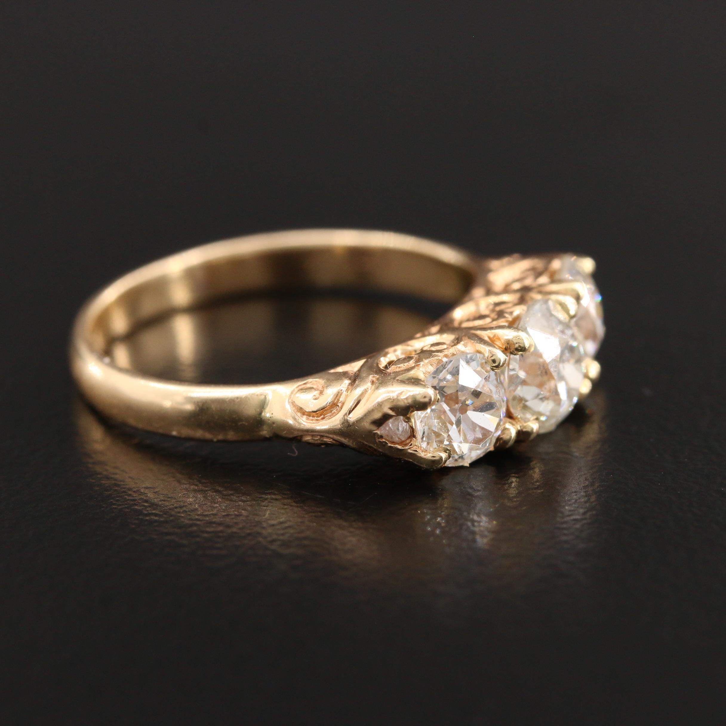 Circa 1910 14K Yellow Gold 1.57 CTW Diamond Ring