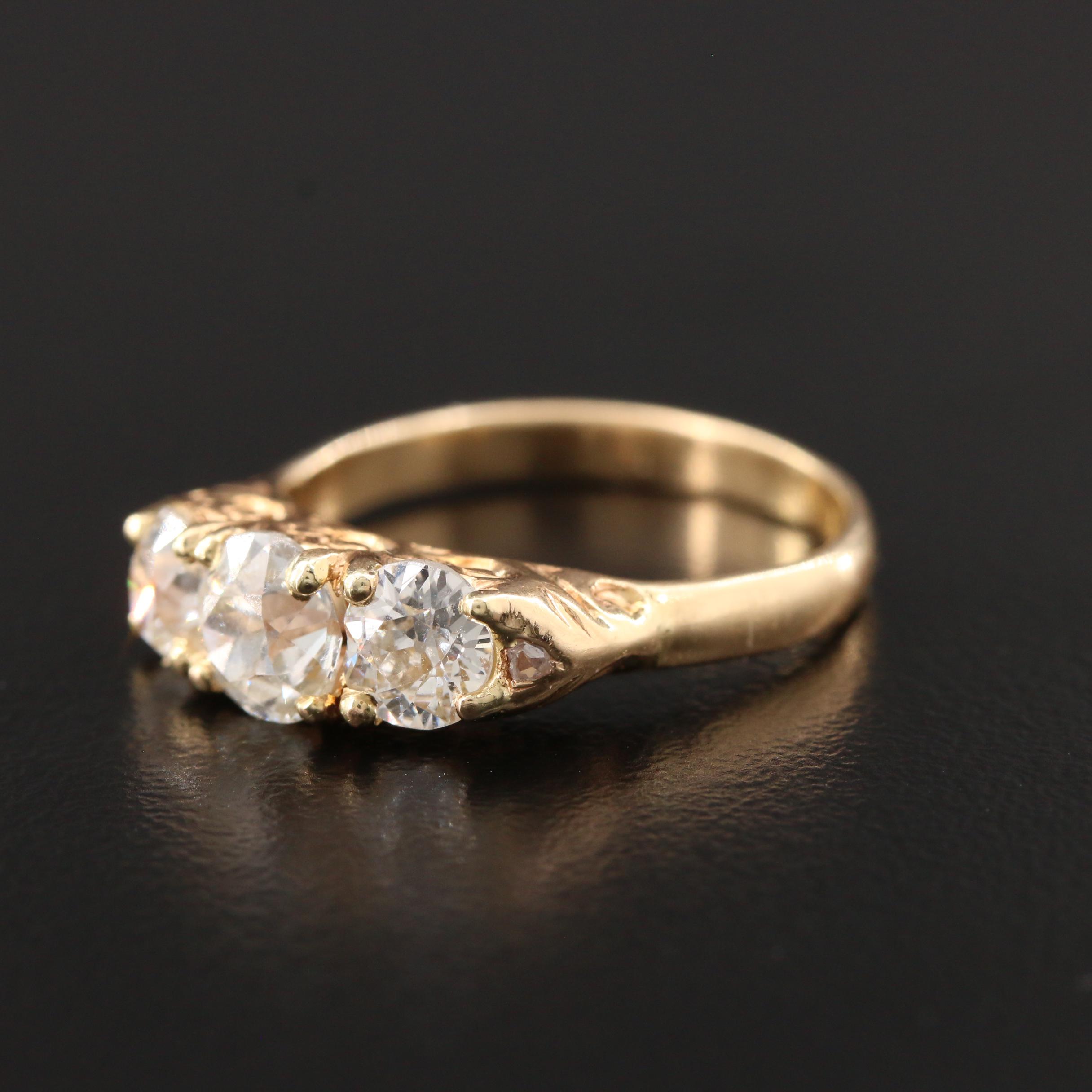 Circa 1910 14K Yellow Gold 1.57 CTW Diamond Ring