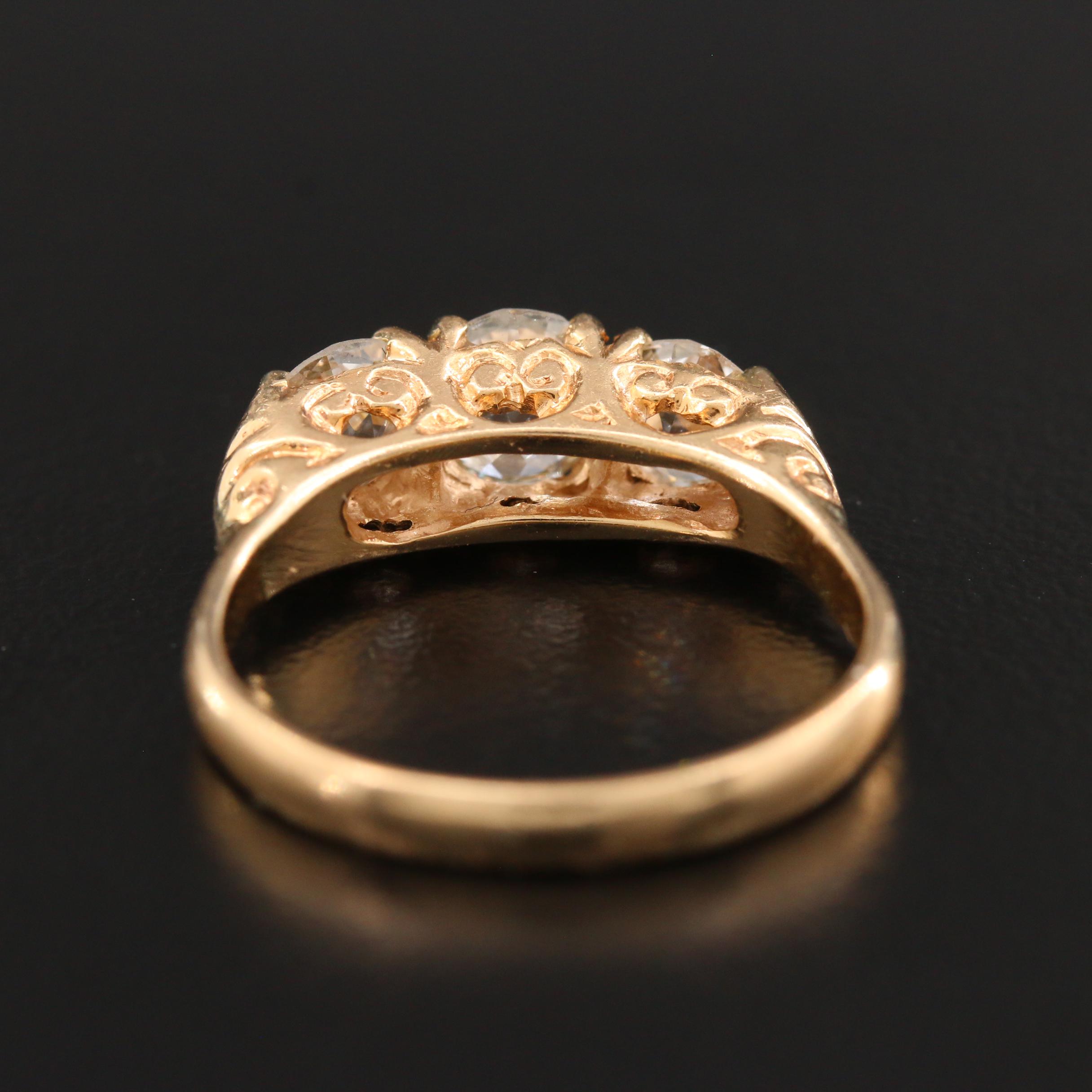 Circa 1910 14K Yellow Gold 1.57 CTW Diamond Ring