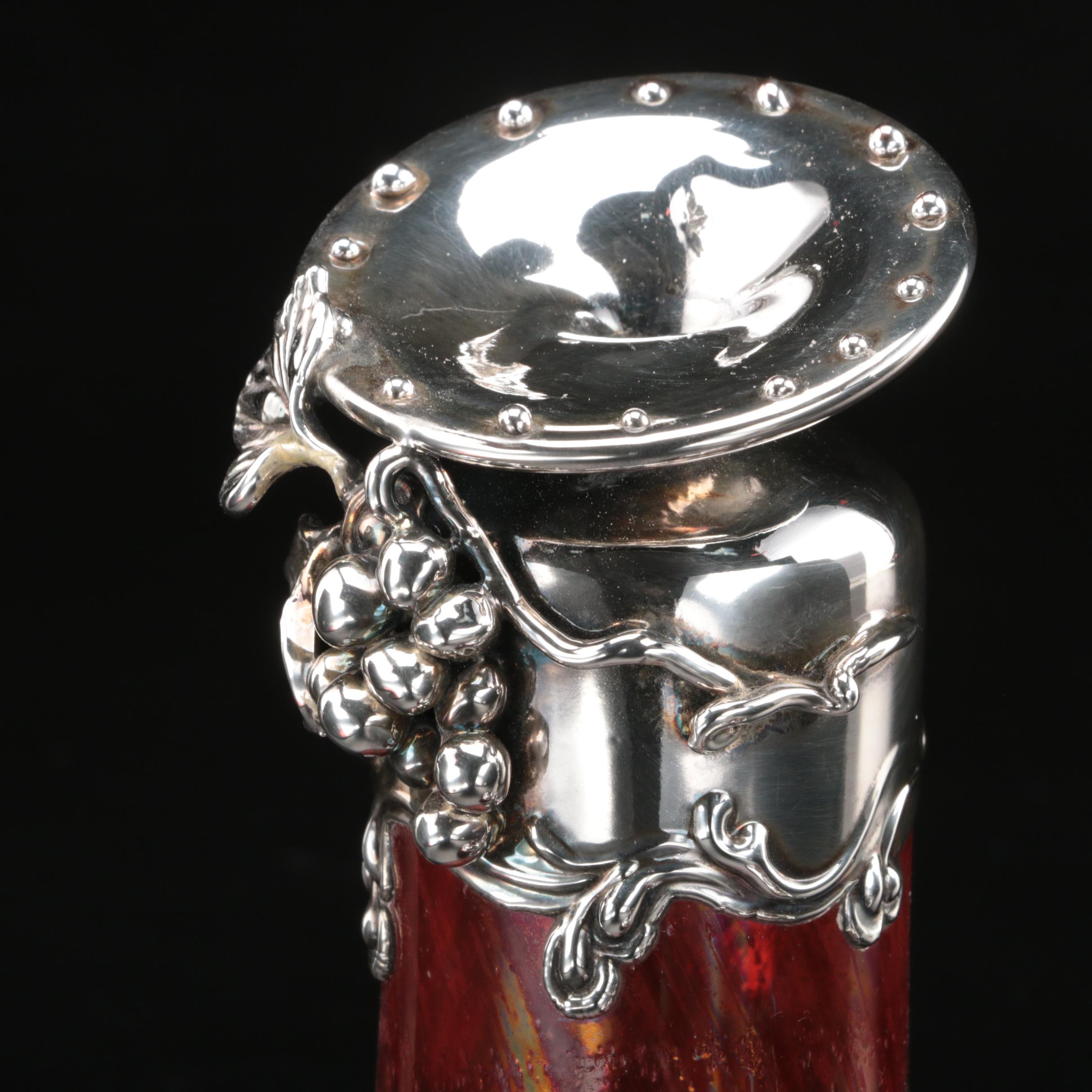 Domar Israel Sterling Glass Besamim and Art Nouveau Style Israeli Glass