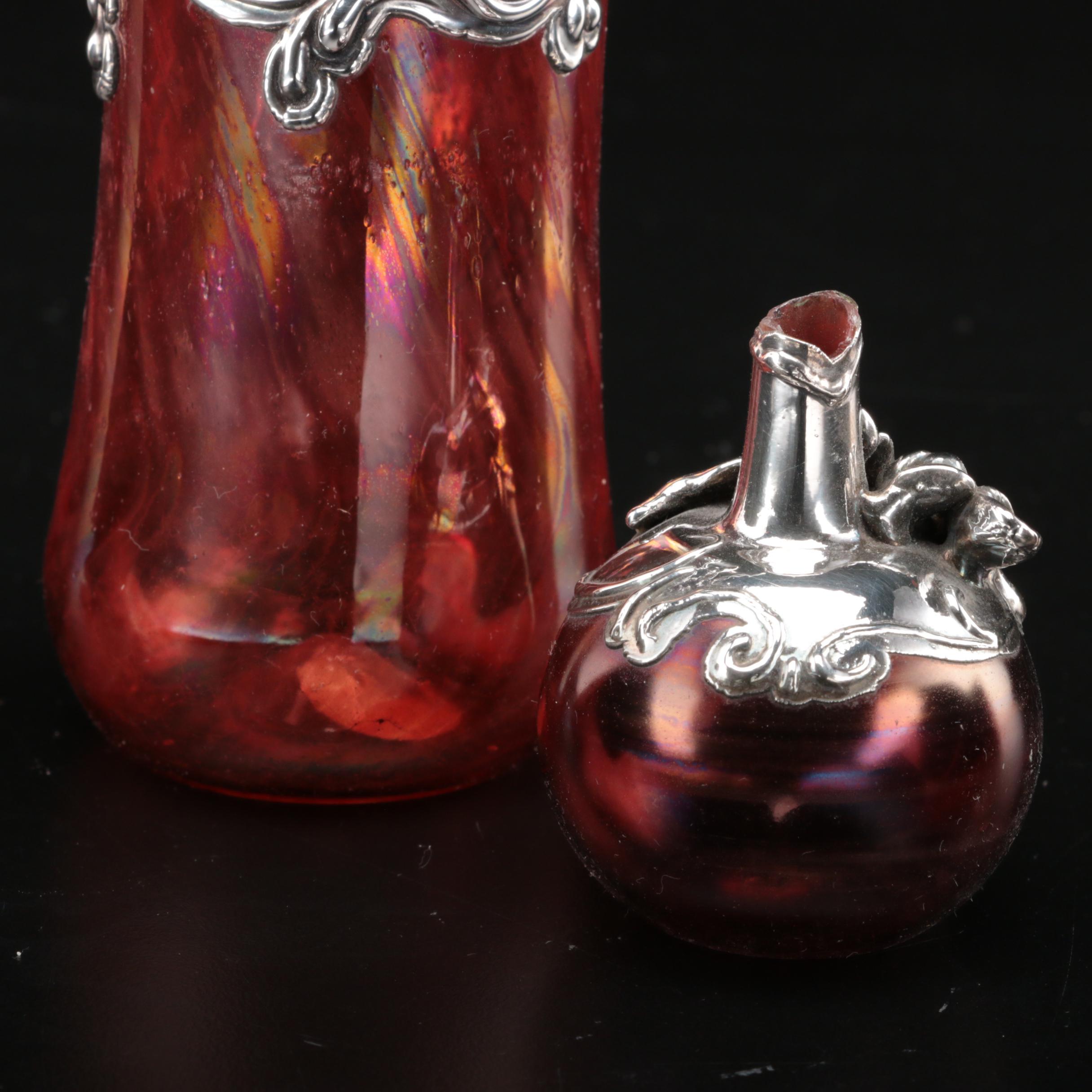 Domar Israel Sterling Glass Besamim and Art Nouveau Style Israeli Glass