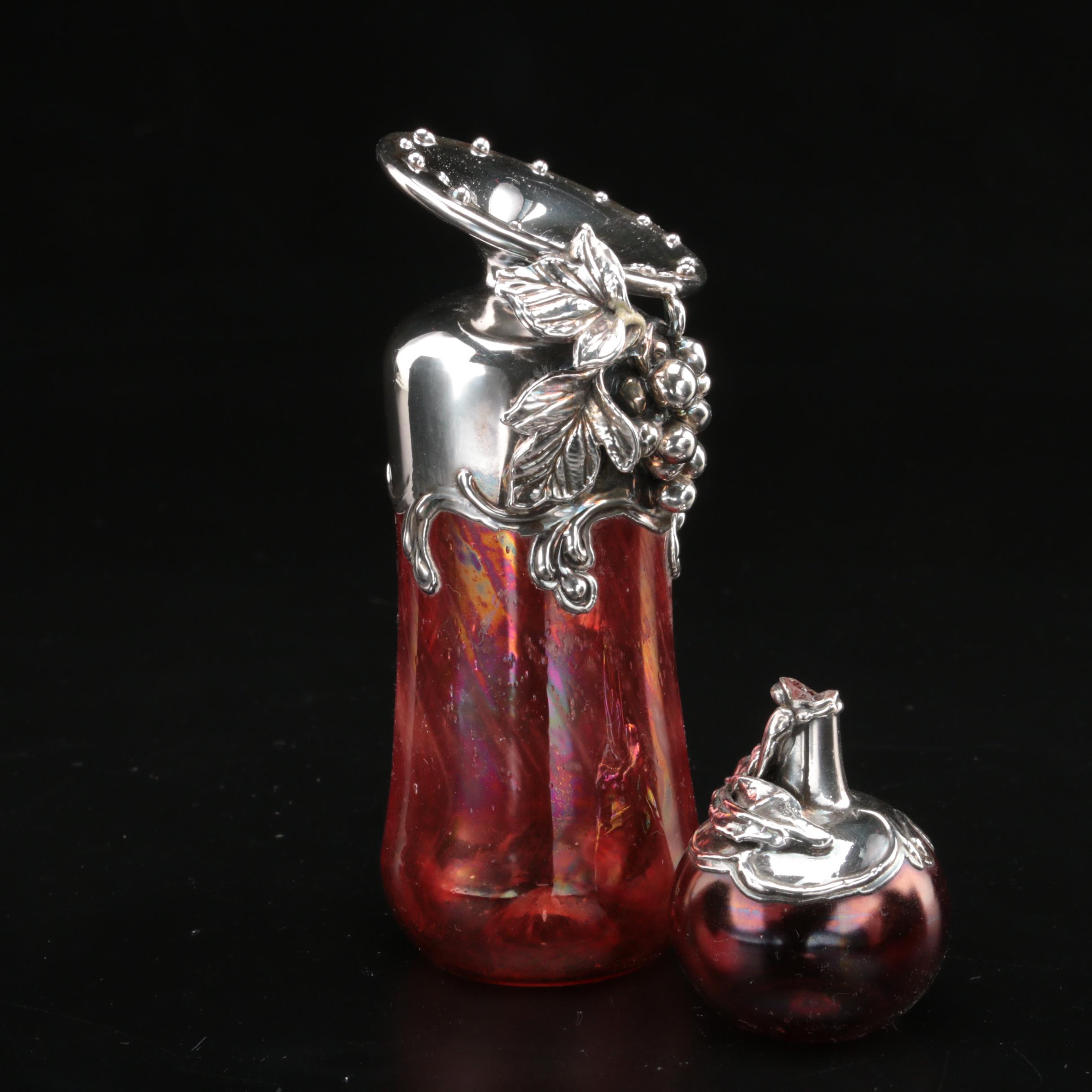 Domar Israel Sterling Glass Besamim and Art Nouveau Style Israeli Glass