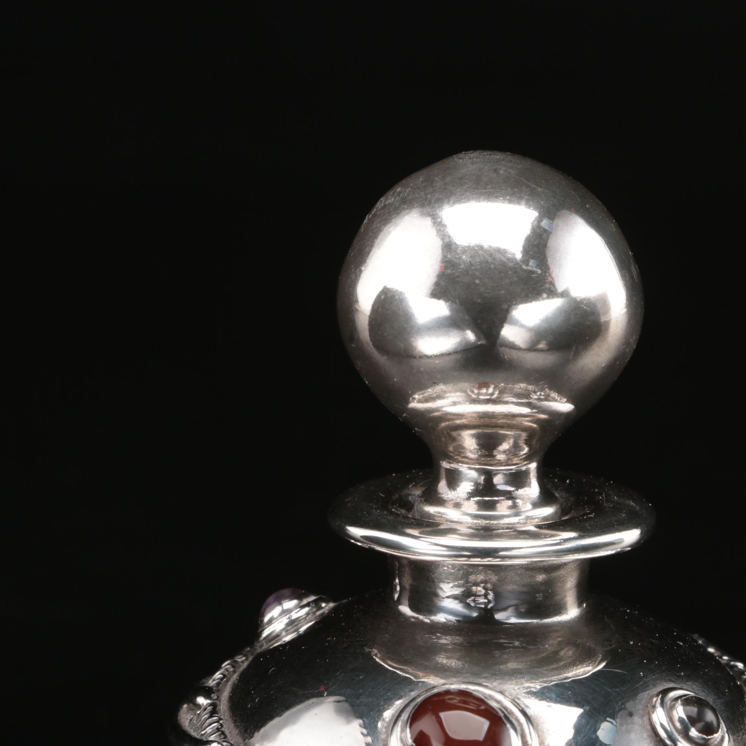 Domar Israel Sterling Glass Besamim and Art Nouveau Style Israeli Glass