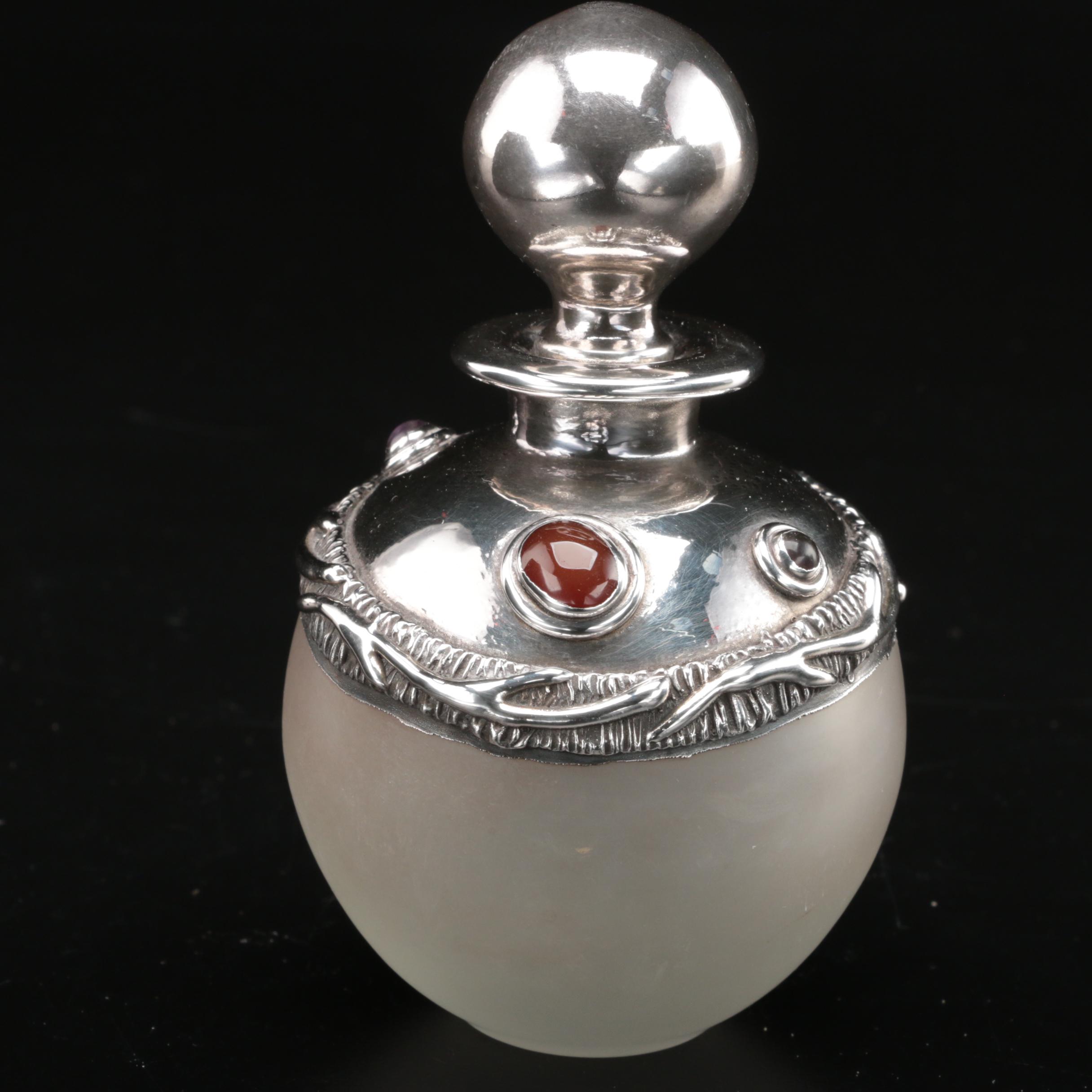 Domar Israel Sterling Glass Besamim and Art Nouveau Style Israeli Glass