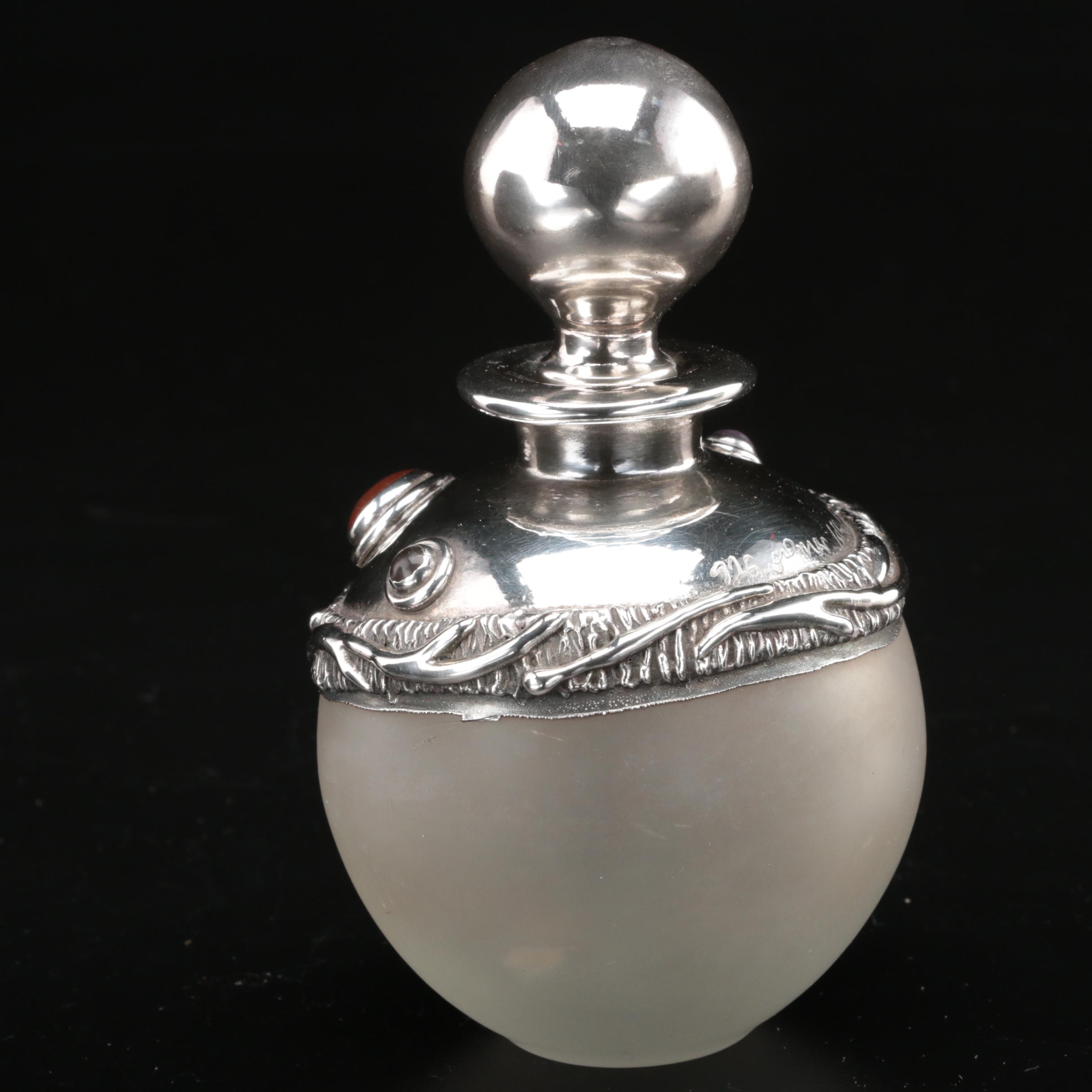 Domar Israel Sterling Glass Besamim and Art Nouveau Style Israeli Glass