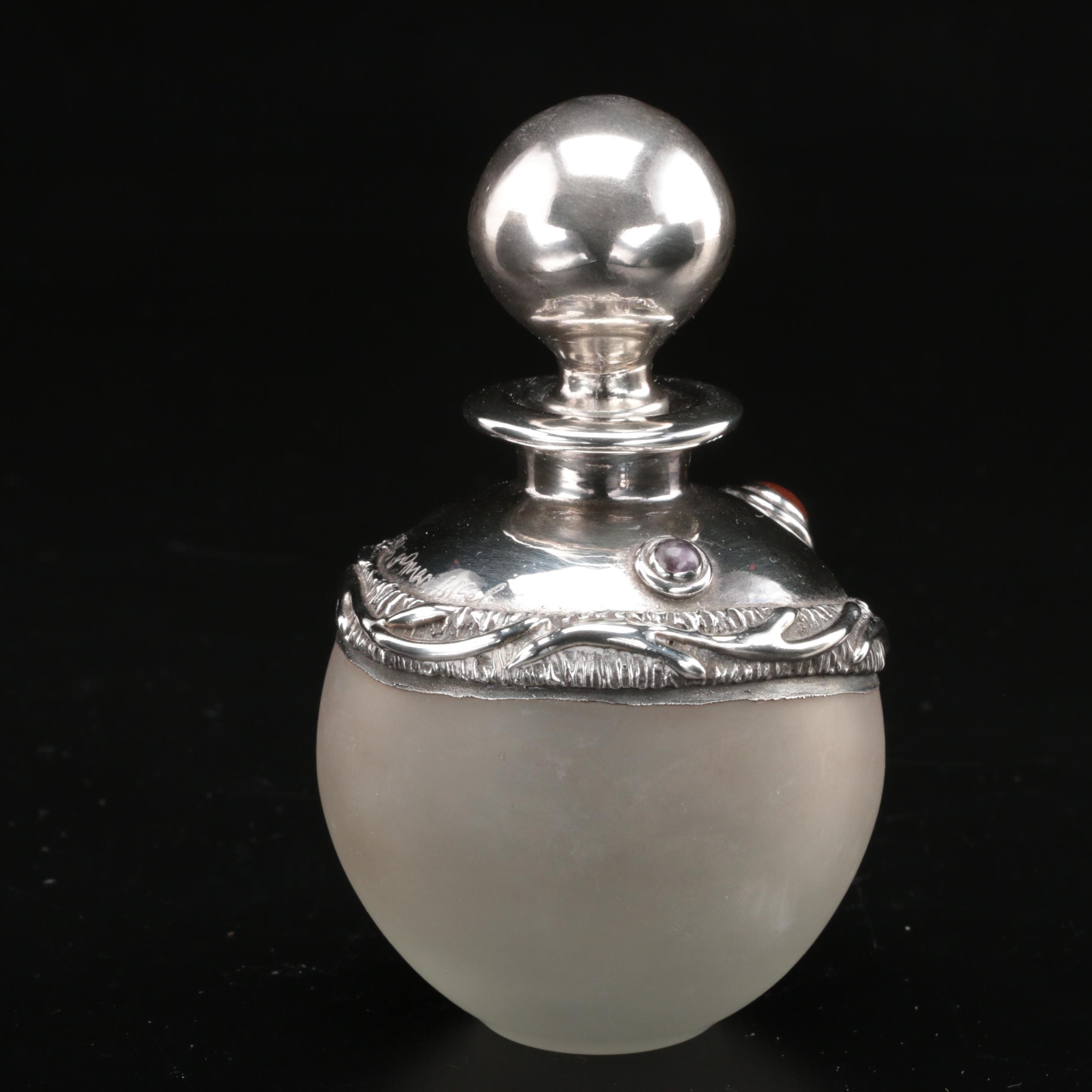 Domar Israel Sterling Glass Besamim and Art Nouveau Style Israeli Glass