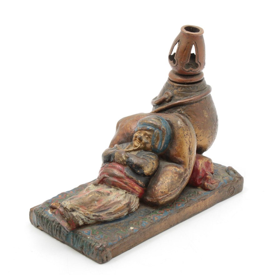 Cast Metal Cold-Painted Figural Incense Burner, 20th Century