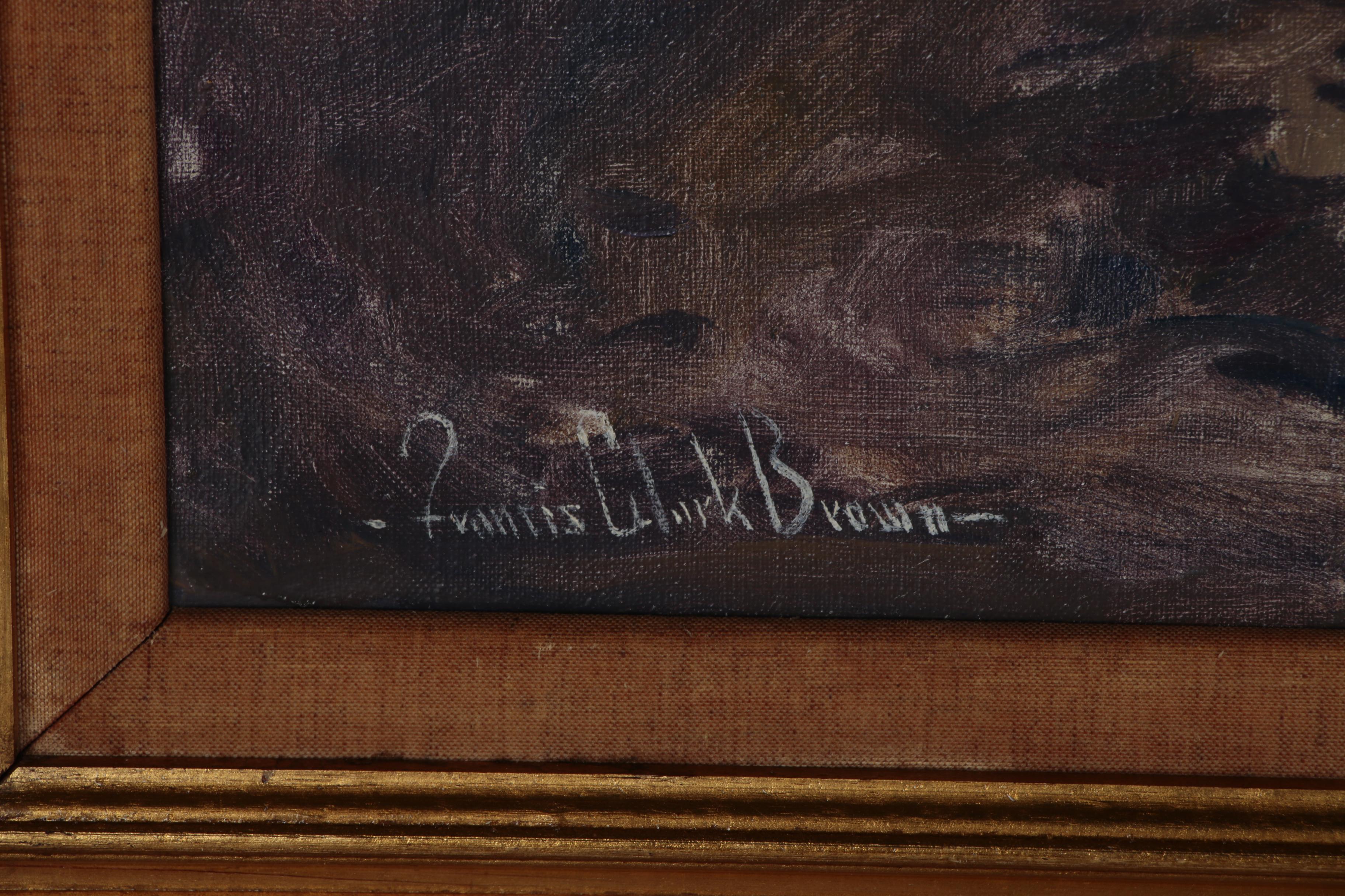 Francis Clark Brown Oil Painting of a Covered Bridge